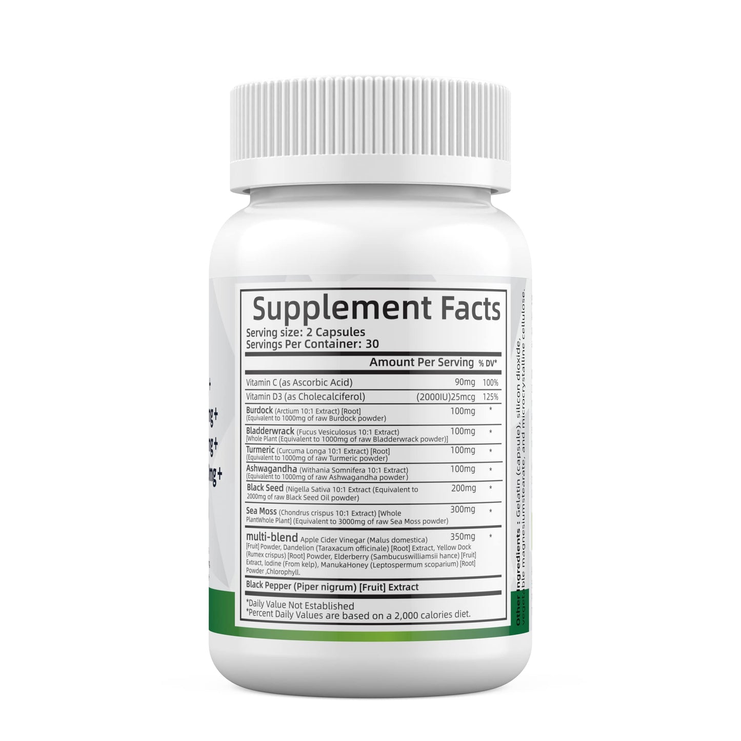Sea Moss 3000mg Black Seed Oil 2000mg Ashwagandha 1000mg Turmeric 1000mg AlodiUS supplements