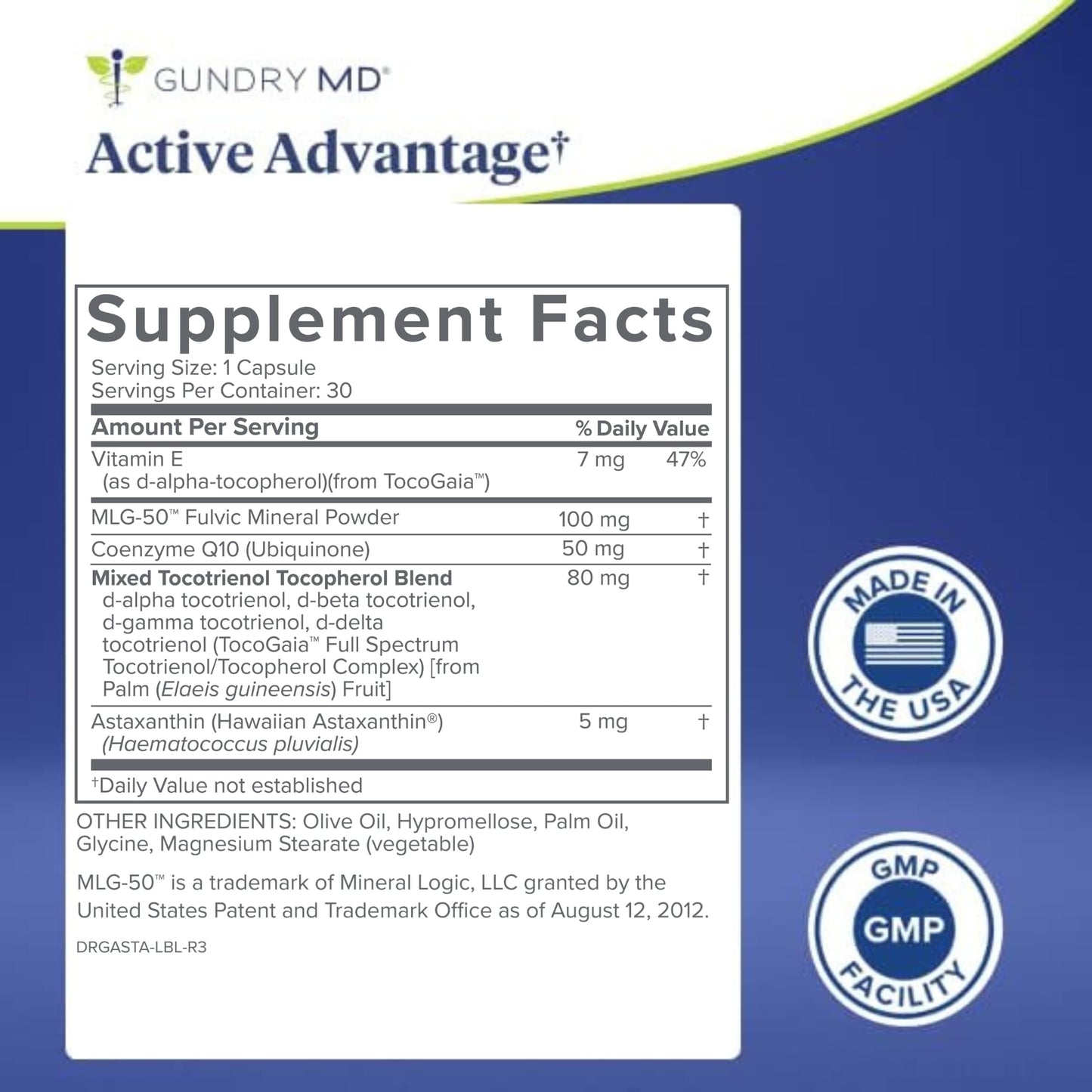 Gundry MD® Active Advantage Astaxanthin and CoQ10 Supplement to Support Energy, Strength and Metabolism, 30 Count Gundry MDUS supplements