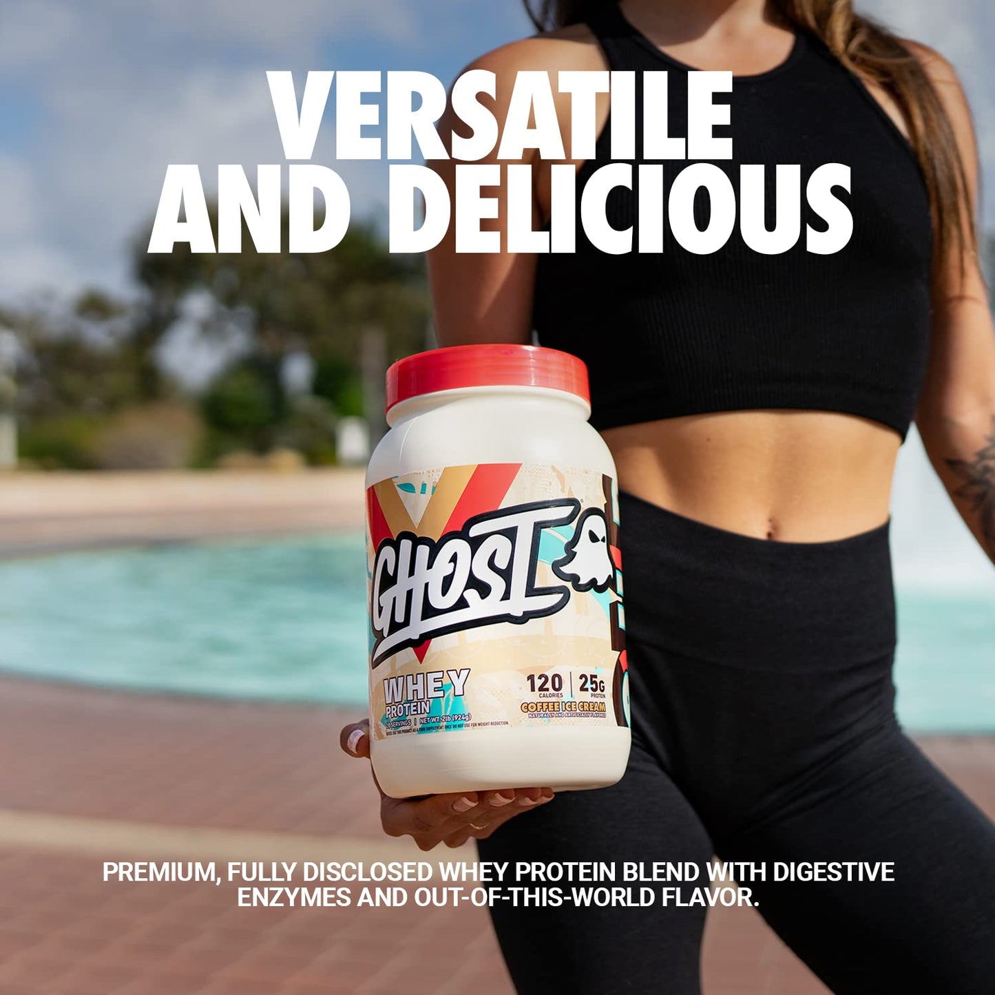 GHOST Whey Protein Powder, Coffee Ice Cream - 2LB Tub, 25G of Protein - Flavored Isolate GHOSTUS supplements