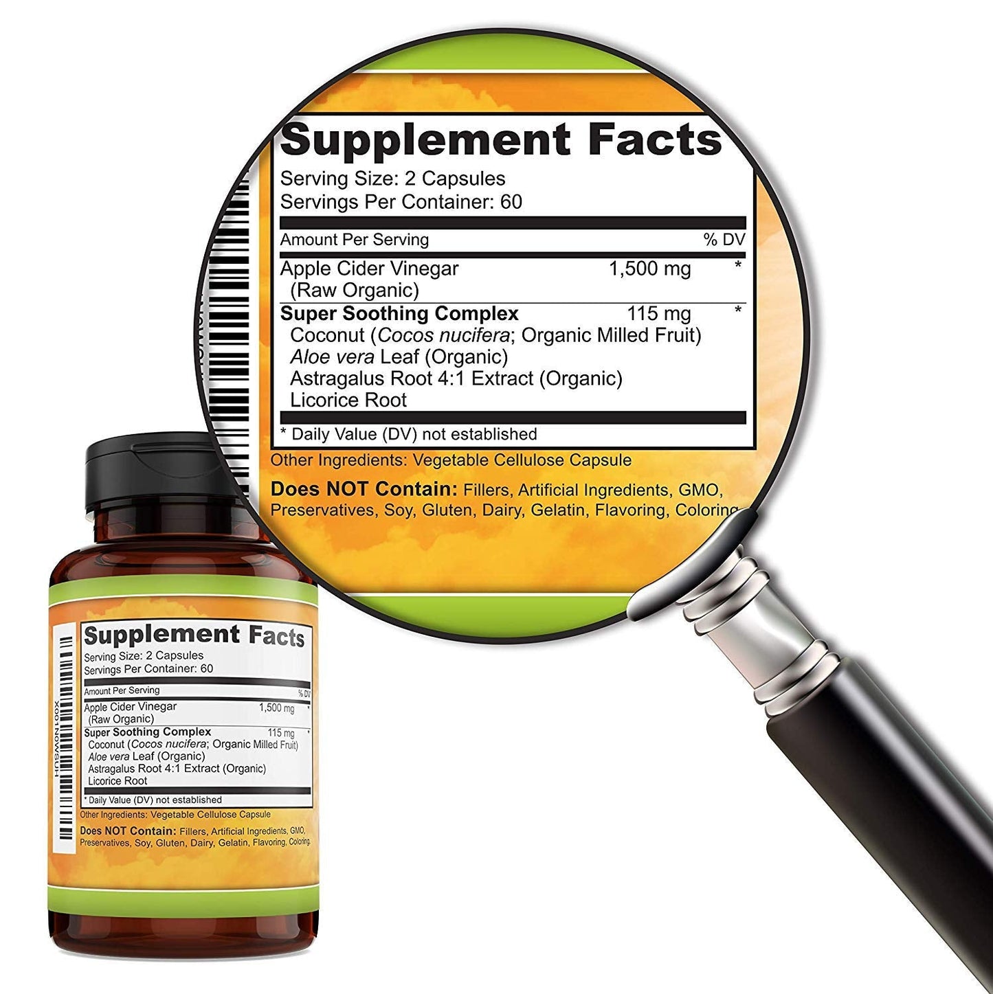 Apple Cider Vinegar 1500mg, 100% Organic, Pure & Raw - Healthy Digestion Key NutritionUS supplements