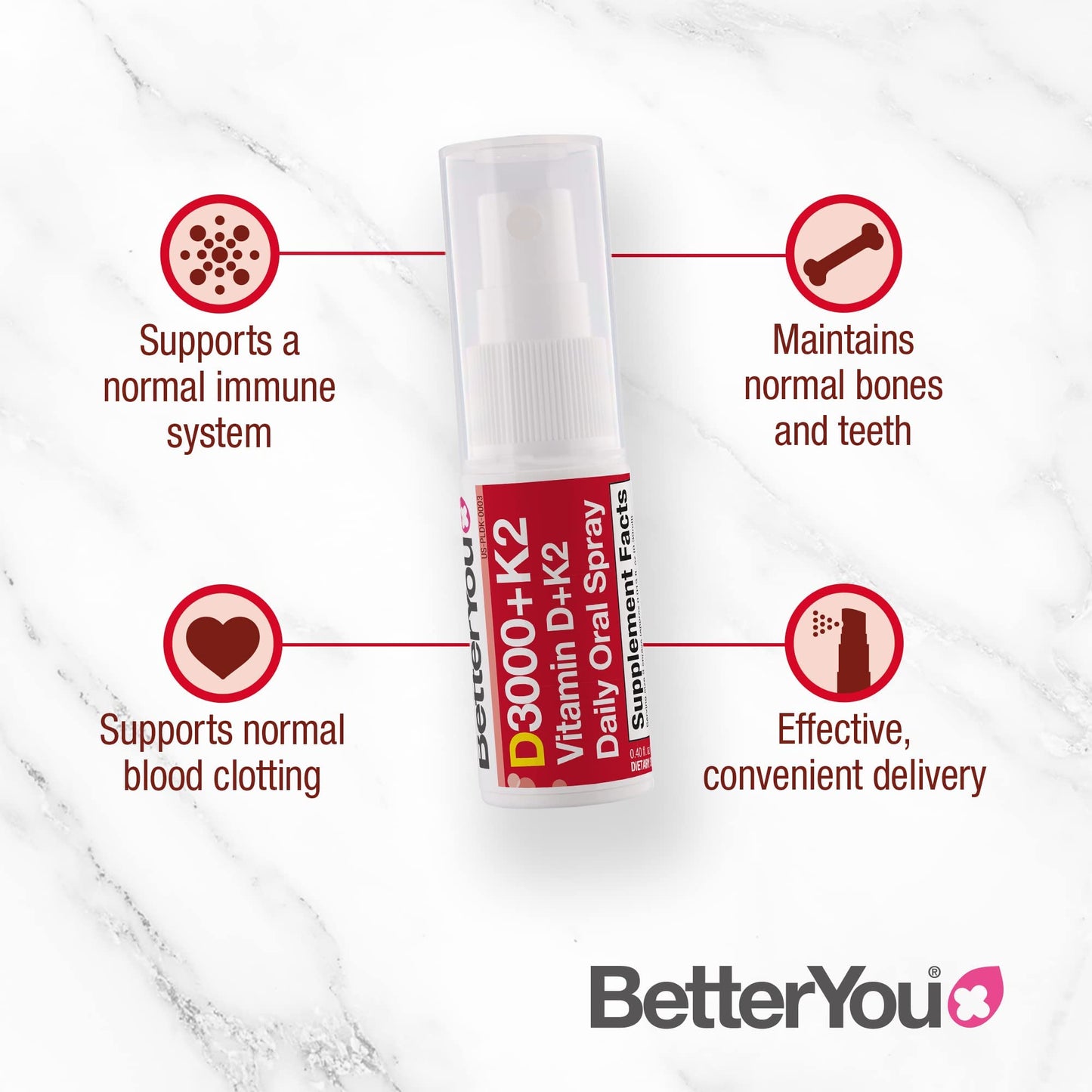 BetterYou D3000 + Vitamin D + K2 Spray 12ml BetterYouUS supplements