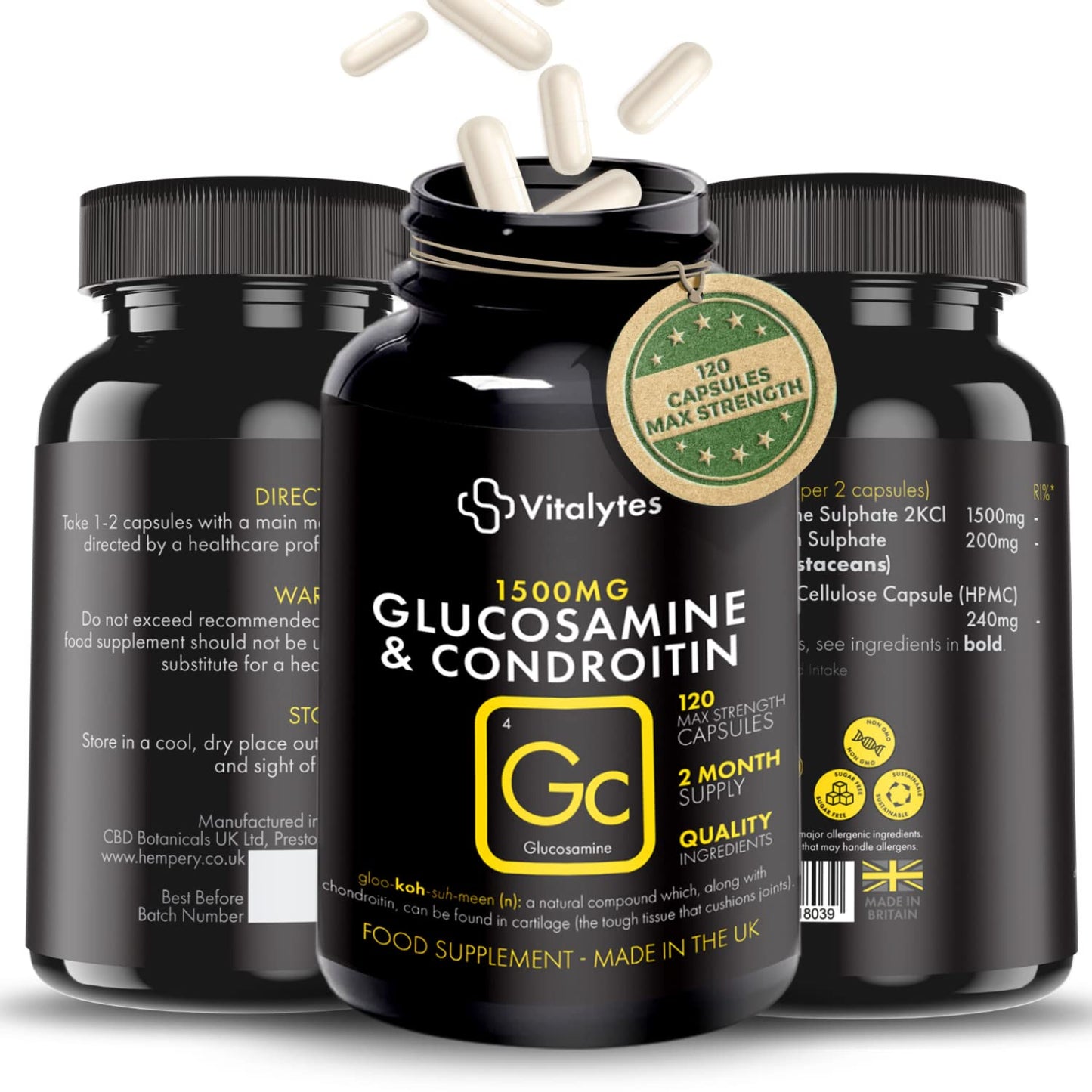 Vitalytes Marine Collagen Supplement 2400mg | 120 Marine Collagen Capsules Made in The UK VitalytesUS supplements