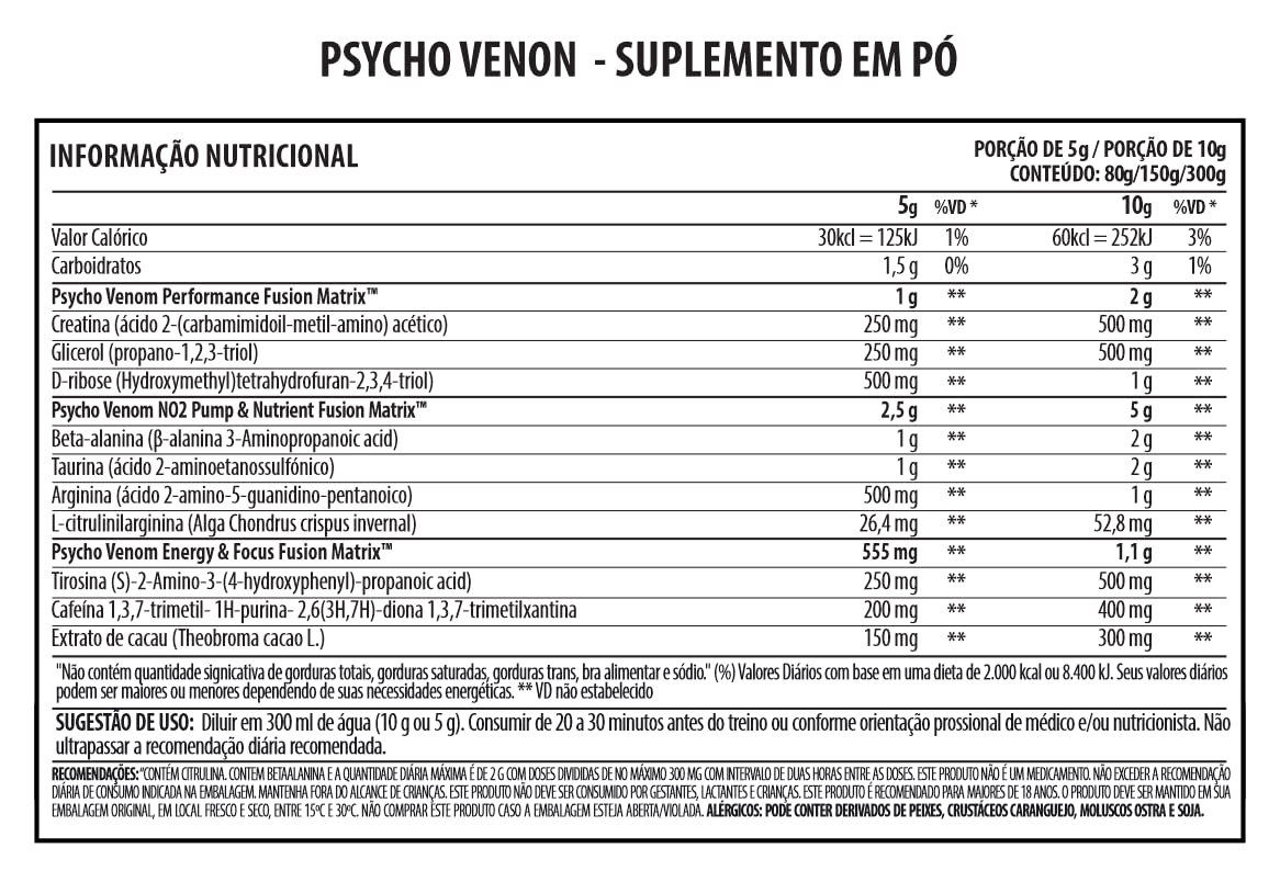 Psycholabz Pre Treino Psycho Venom 300g - Double Lemon Sabor Limão PsycholabzUS supplements