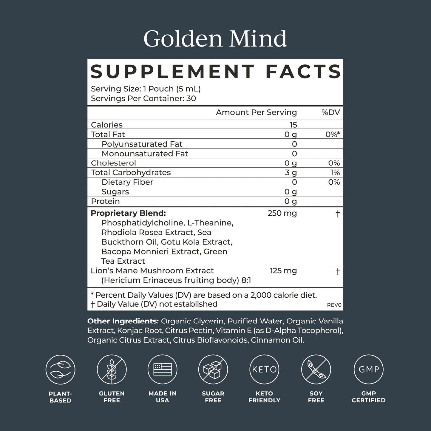 CYMBIOTIKA Golden Mind Nootropic - Boosts Focus, Memory, Alertness, Supports Nervous System with Bacopa, Green Tea, Lion’s Mane, L-Theanine, Rhodiola | 30 Pouches CYMBIOTIKAUS supplements