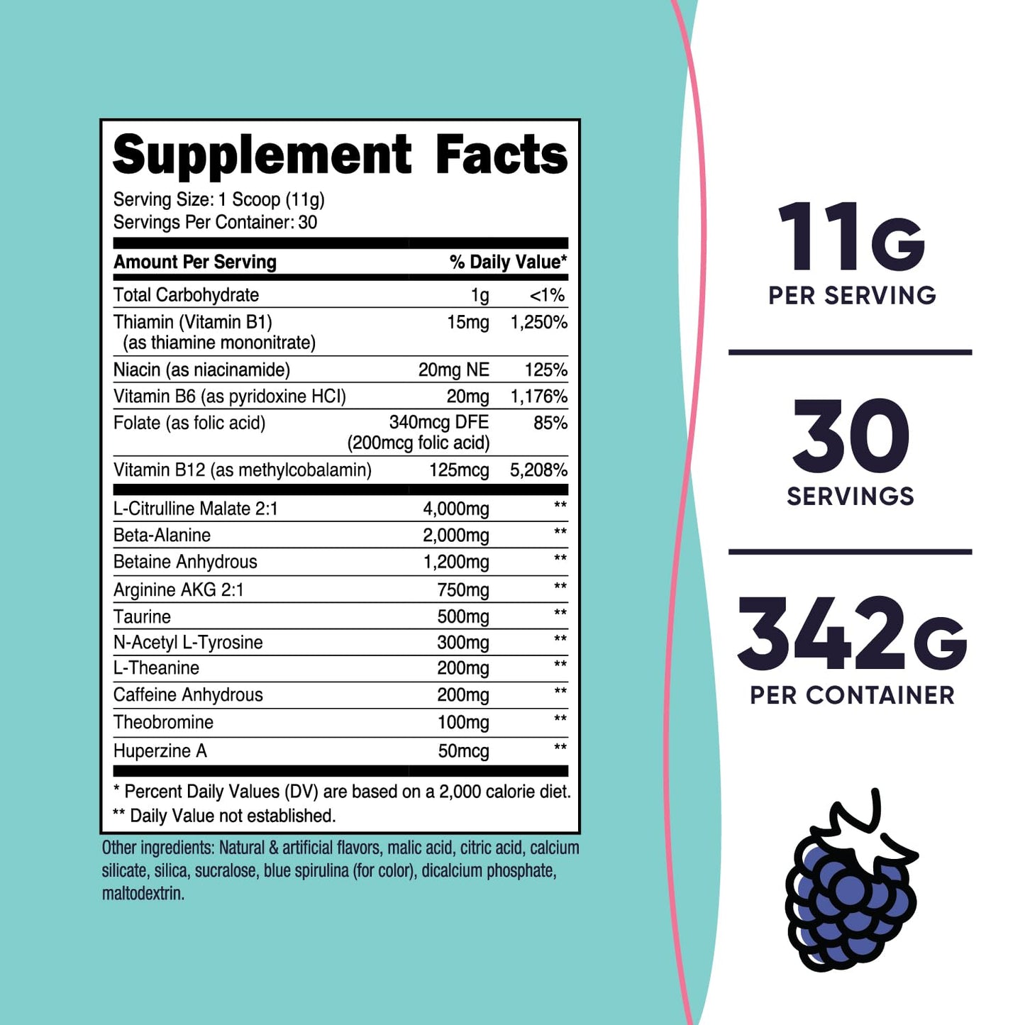 Nutricost Pre-Workout Powder for Women, Blue Raspberry, 30 Servings NutricostUS supplements