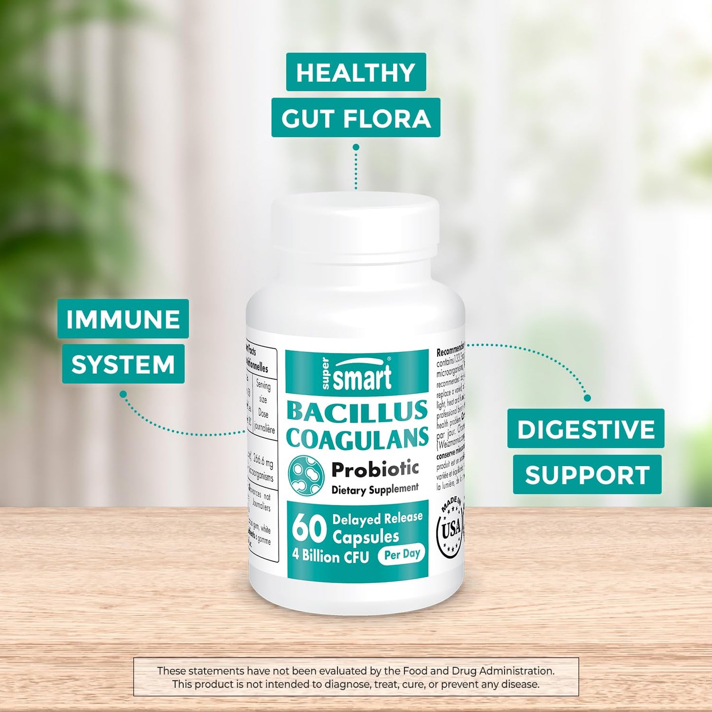 Supersmart - Bacillus Coagulans Probiotic 4 Billion CFU per Day (High Absorption) SupersmartUS supplements