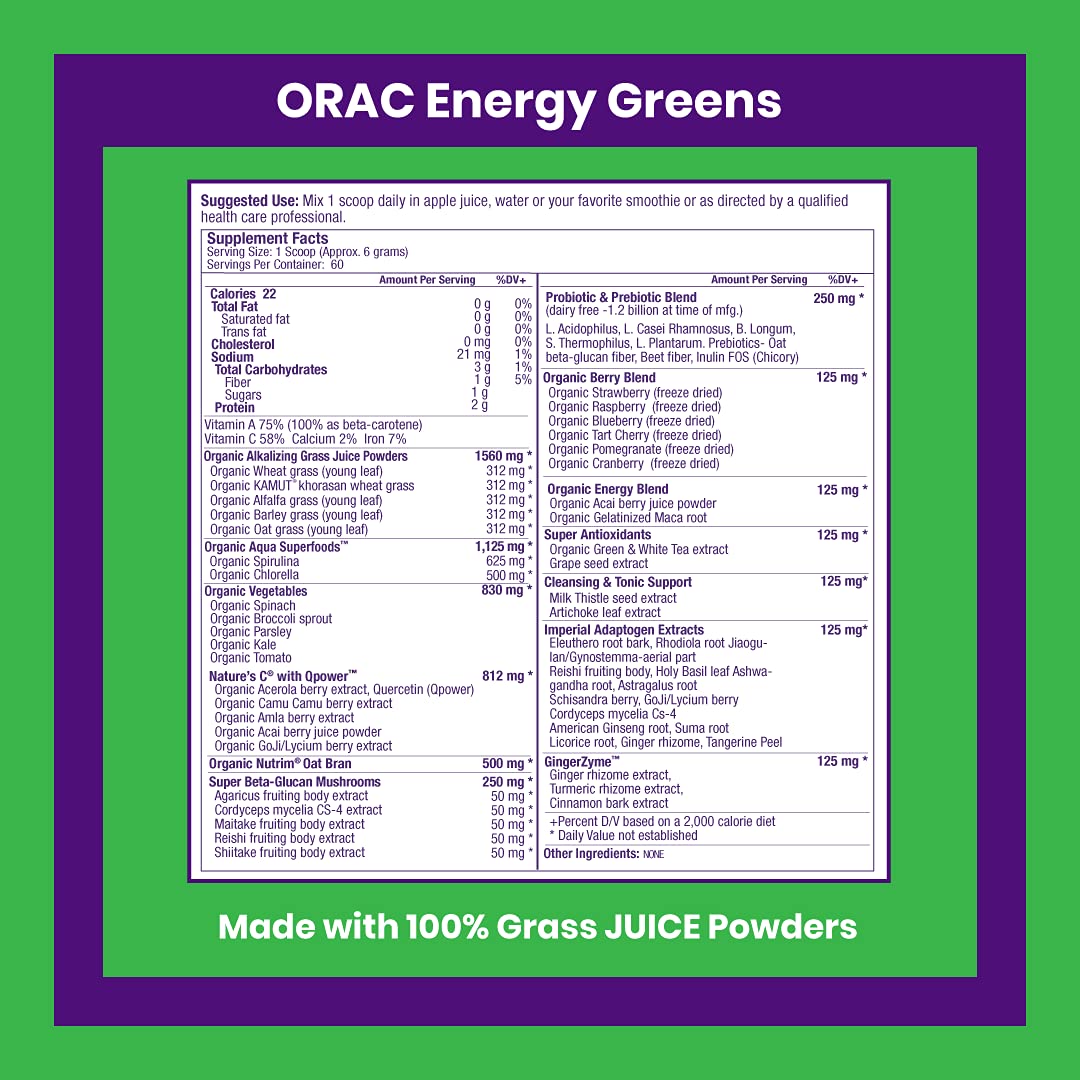 Paradise ORAC Energy Greens Powder Extract, Super Antioxidants, Probiotics for Gut Paradise HerbsUS supplements
