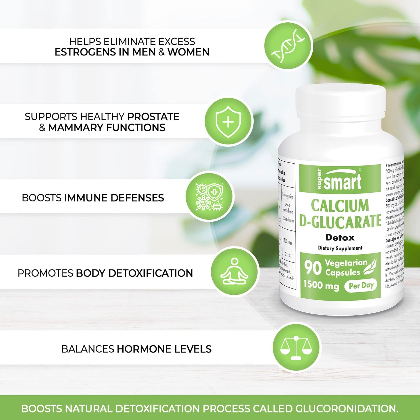 Supersmart - Calcium D-Glucarate 1500 mg Per Day - Antioxidant & Detox Supplement SupersmartUS supplements