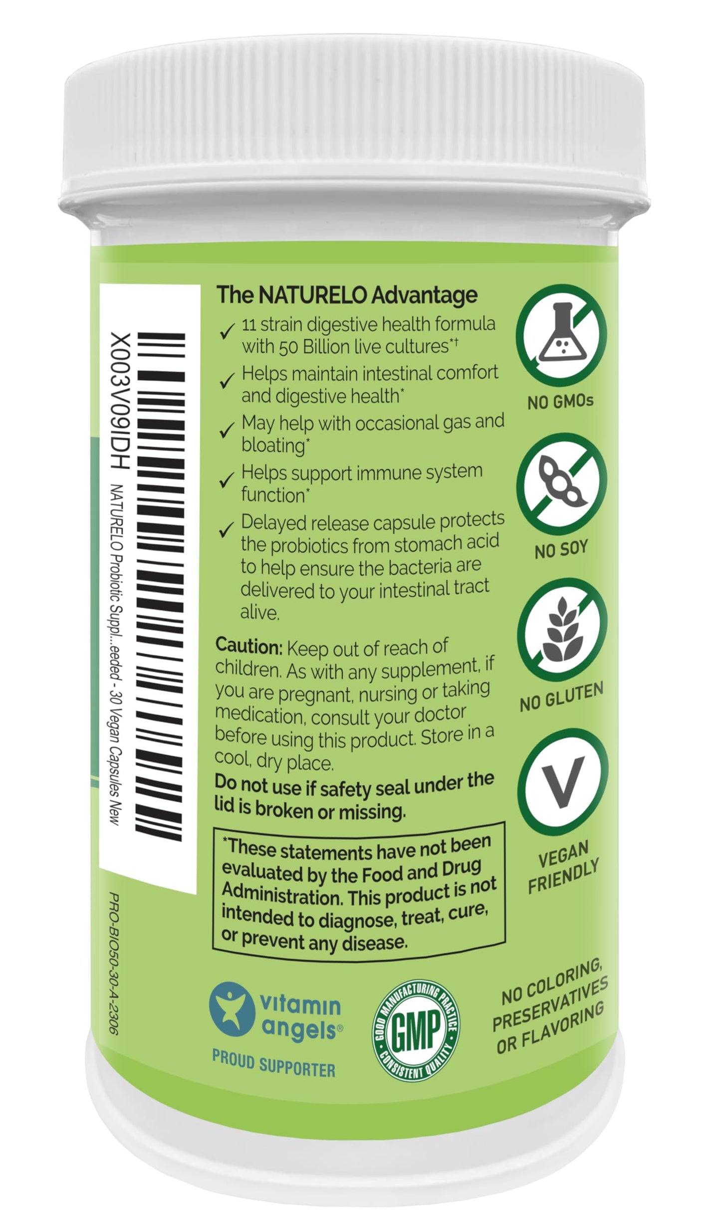 NATURELO Probiotic Supplement - 50 Billion CFU - 11 Strains - One Daily - Helps Support NATURELOUS supplements