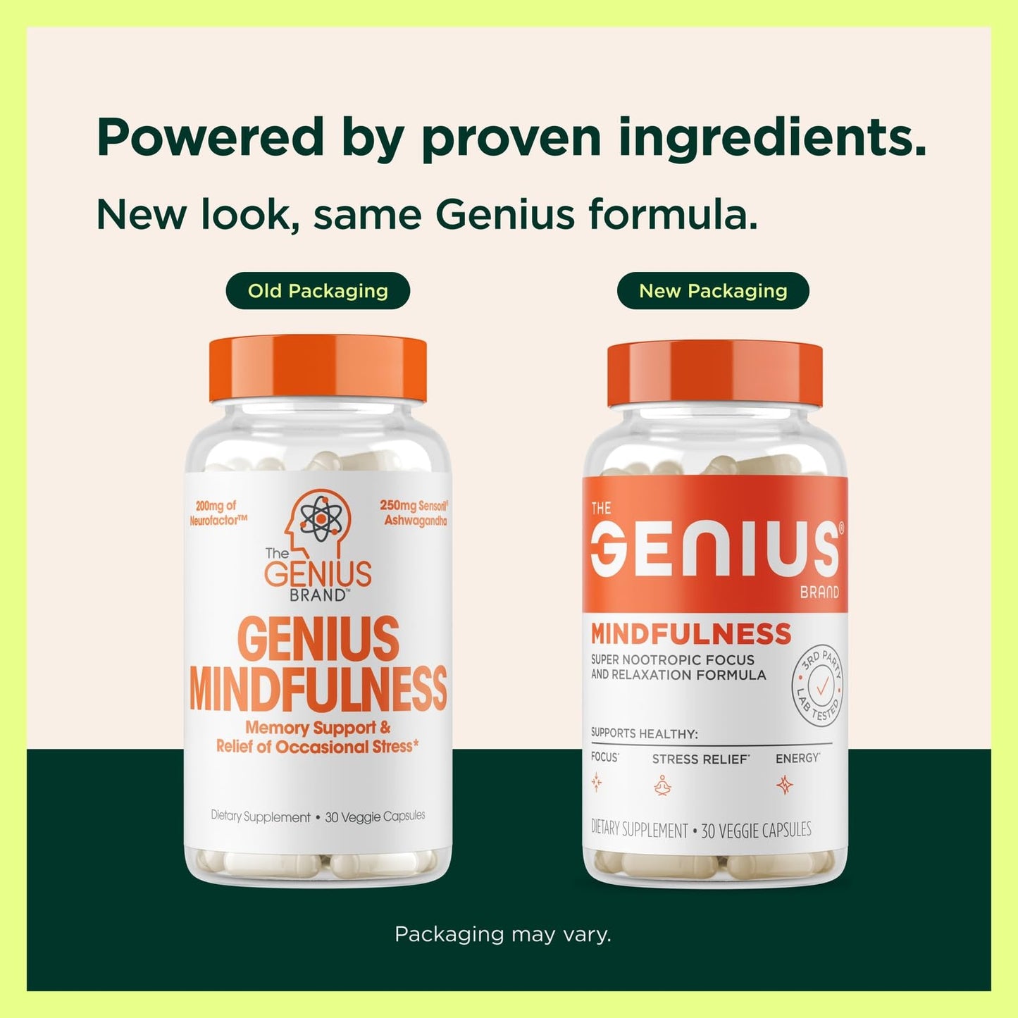 The Genius Brand Genius Mindfulness - Brain Health Supplement - Supports Healthy Mindsets - Calm, Energy, Memory & Focus Support - Ashwagandha, NeuroFactor & More - 30 Veggie Pills The Genius BrandUS supplements