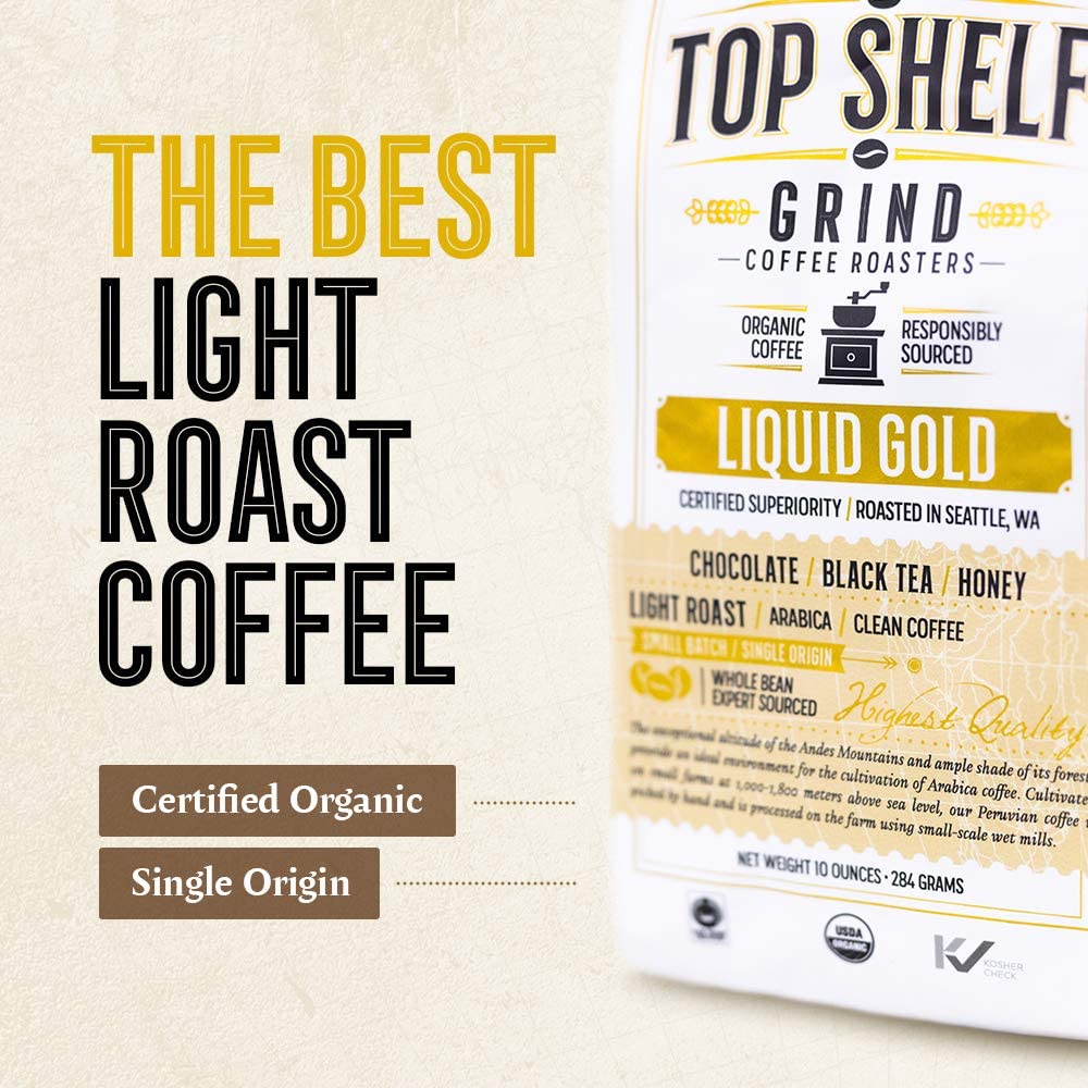 Organic Light Roast Whole Bean Coffee, The Best Espresso Beans from Peru Join Top Shelf GrindUS supplements