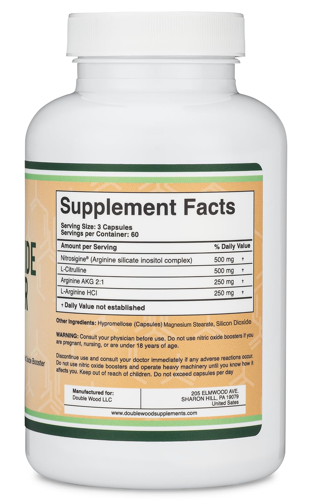 Nitric Oxide Supplement (Stim Free Pre Workout) - Nitric Oxide Booster with Nitrosigine Double Wood SupplementsUS supplements