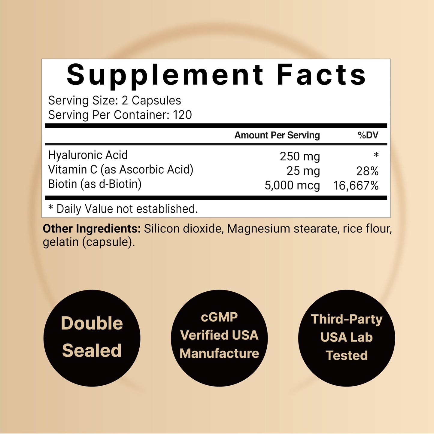 NatureBell Hyaluronic Acid Supplements 250mg | 240 Capsules, with Biotin 5000mcg NatureBellUS supplements