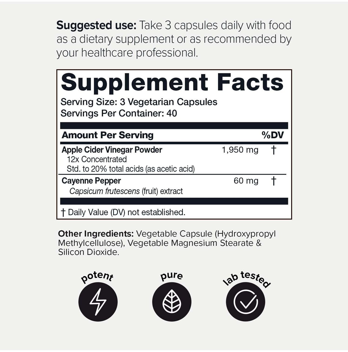 Toniiq 20% Acetic Acid Ultra High Strength Non-GMO Apple Cider Vinegar Capsules ToniiqUS supplements