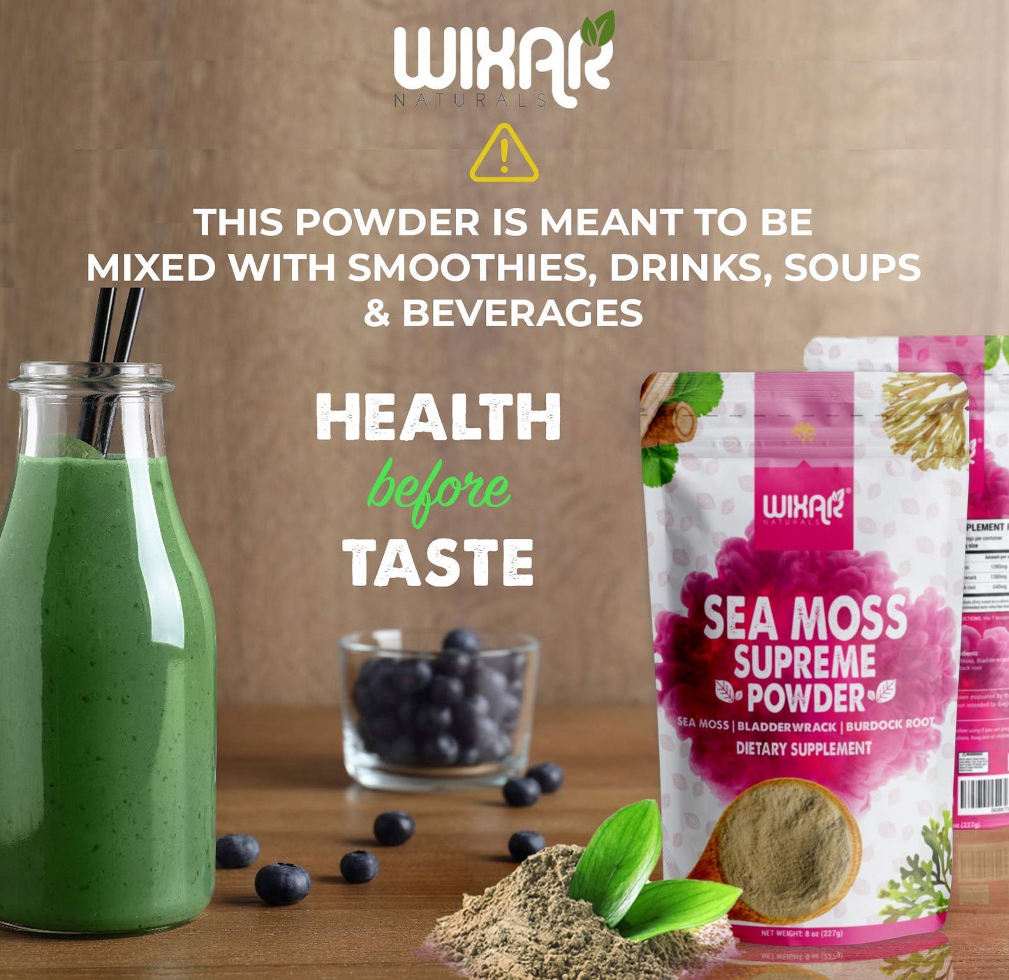 Wixar Wildcrafted Sea Moss Powder – (8 Ounces) – Natural Irish Sea Moss and Bladderwra WIXAR NATURALSUS supplements