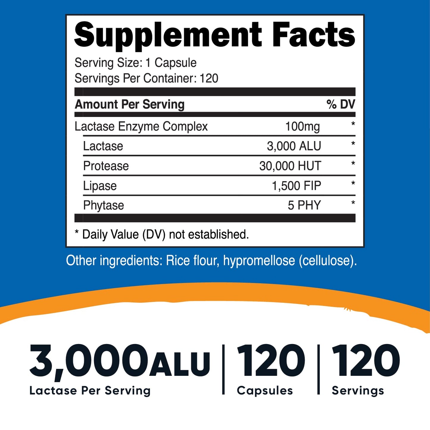 Nutricost Lactase Enzyme Complex 3,000 FCC ALU, 120 Veggie Capsules - Non-GMO NutricostUS supplements