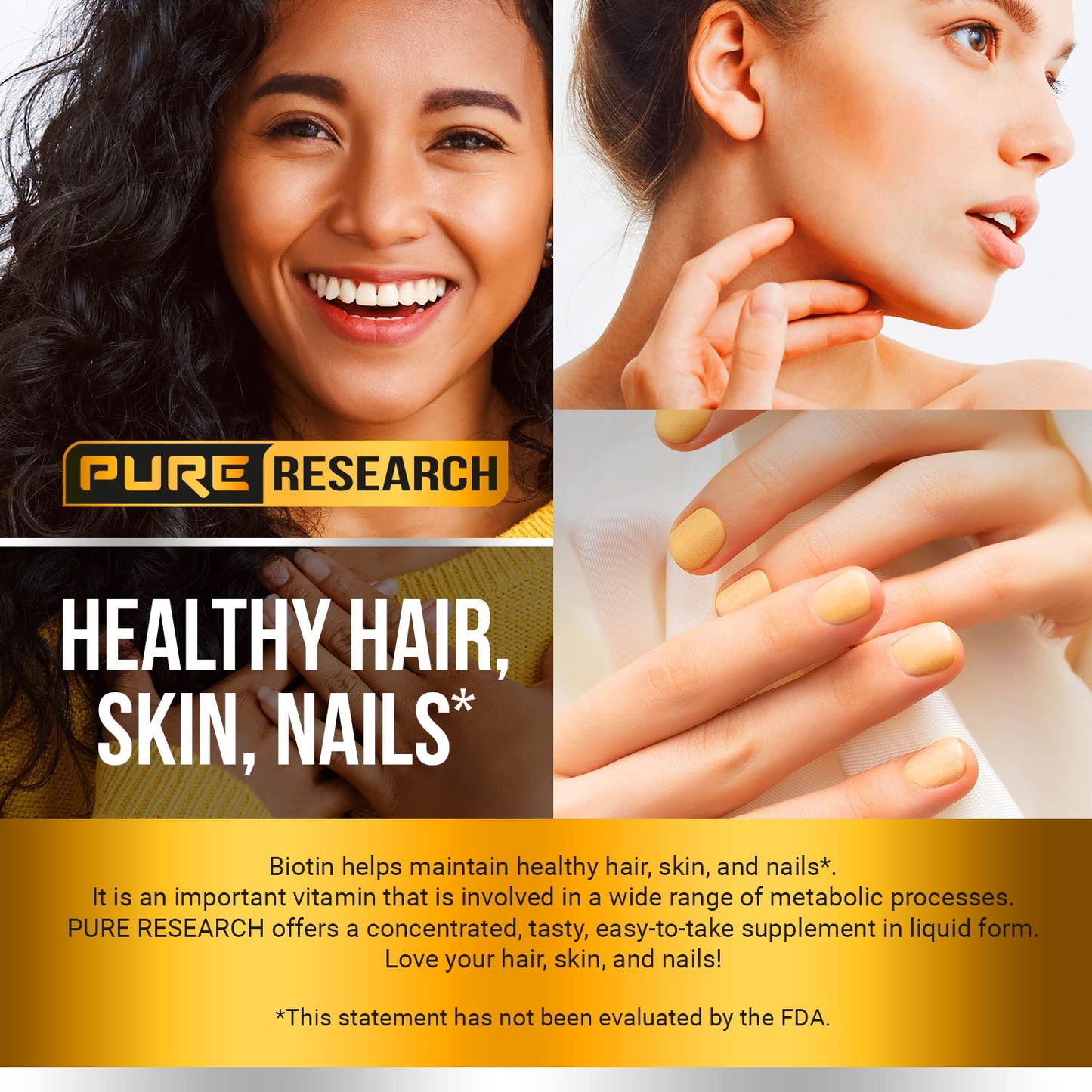 PURE RESEARCH Liquid Biotin & Collagen Hair Growth Drops 60,000mcg – Biotin and Liquid Collagen Supplements for Women & Men – Supports Glowing Skin PURE RESEARCHUS supplements