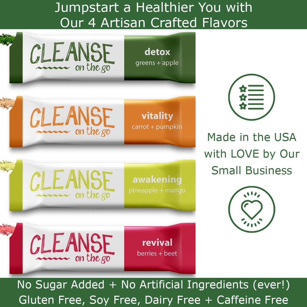 CLEANSE on the go - 3 Day Juice Cleanse - Just Add Water - 21 Powder Packets CLEANSE on the goUS supplements