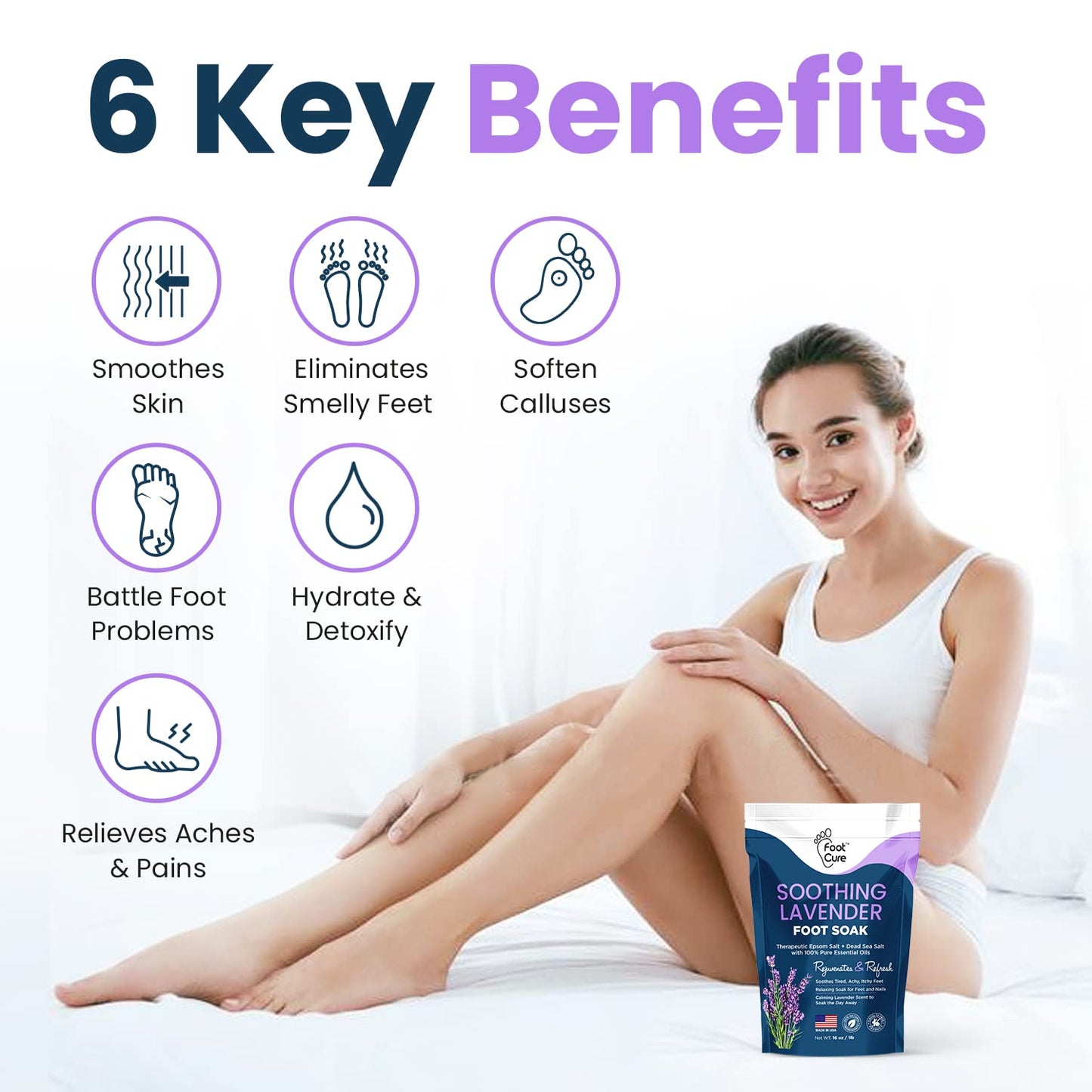 Soothing Lavender Foot Soak with Epsom Salt - Best Toenail Treatment, & Softens Calluses FOOT CUREUS supplements