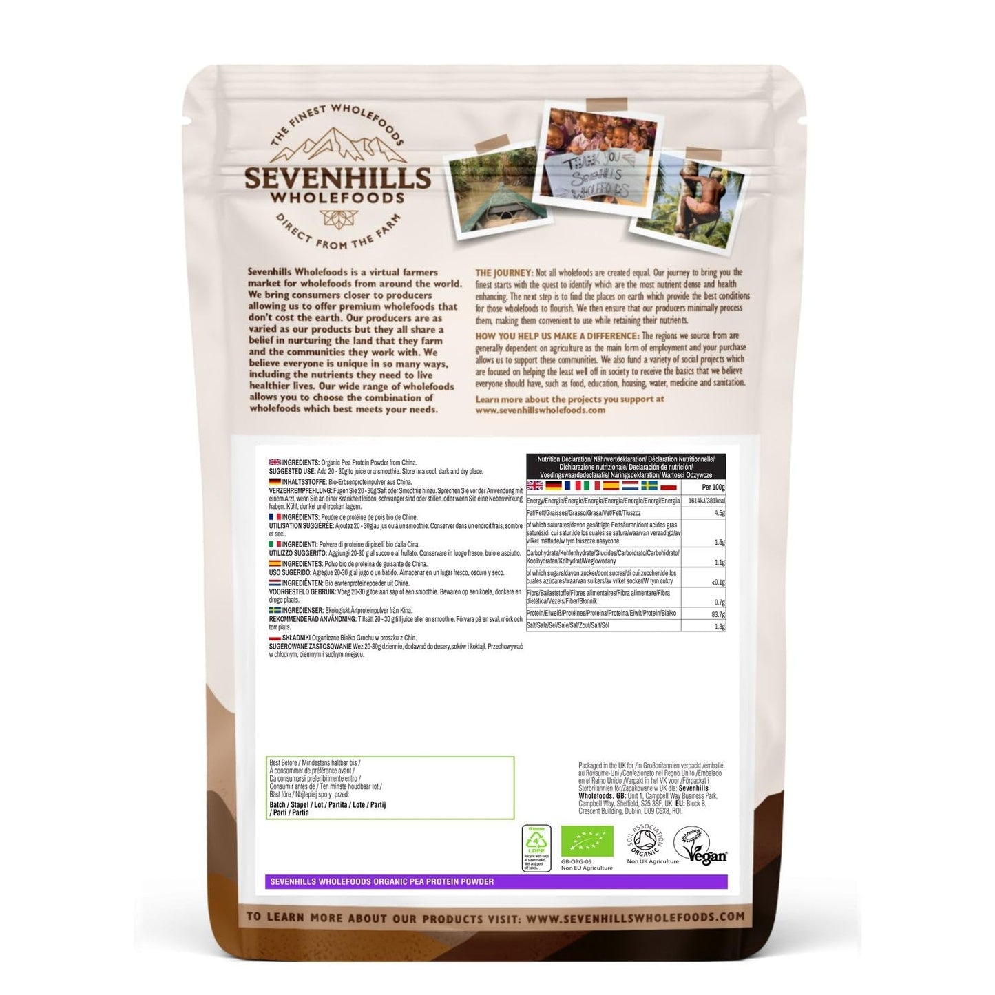 Sevenhills Wholefoods Organic Pea Protein Powder 1kg Sevenhills WholefoodsUS supplements