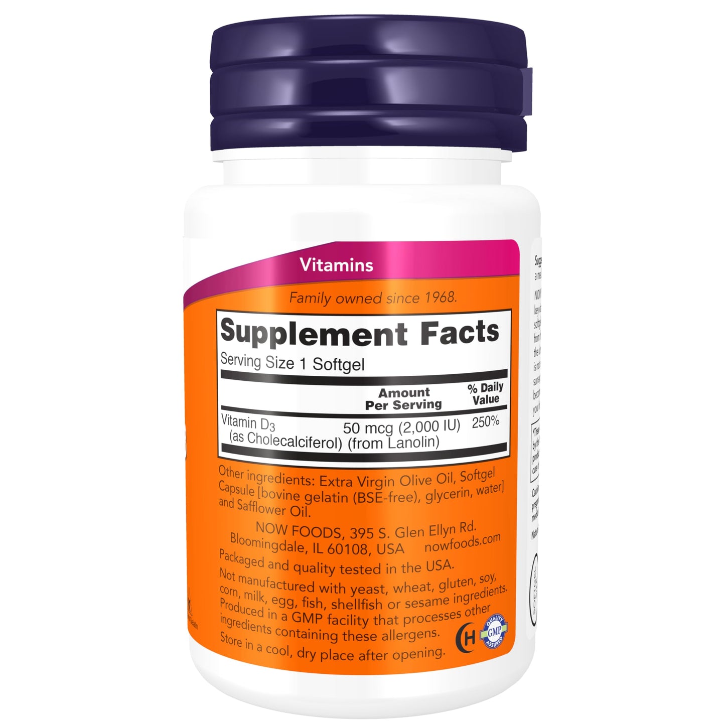 NOW Supplements, Vitamin D-3 2,000 IU, High Potency, Structural Support*, 30 Softgels NOWUS supplements
