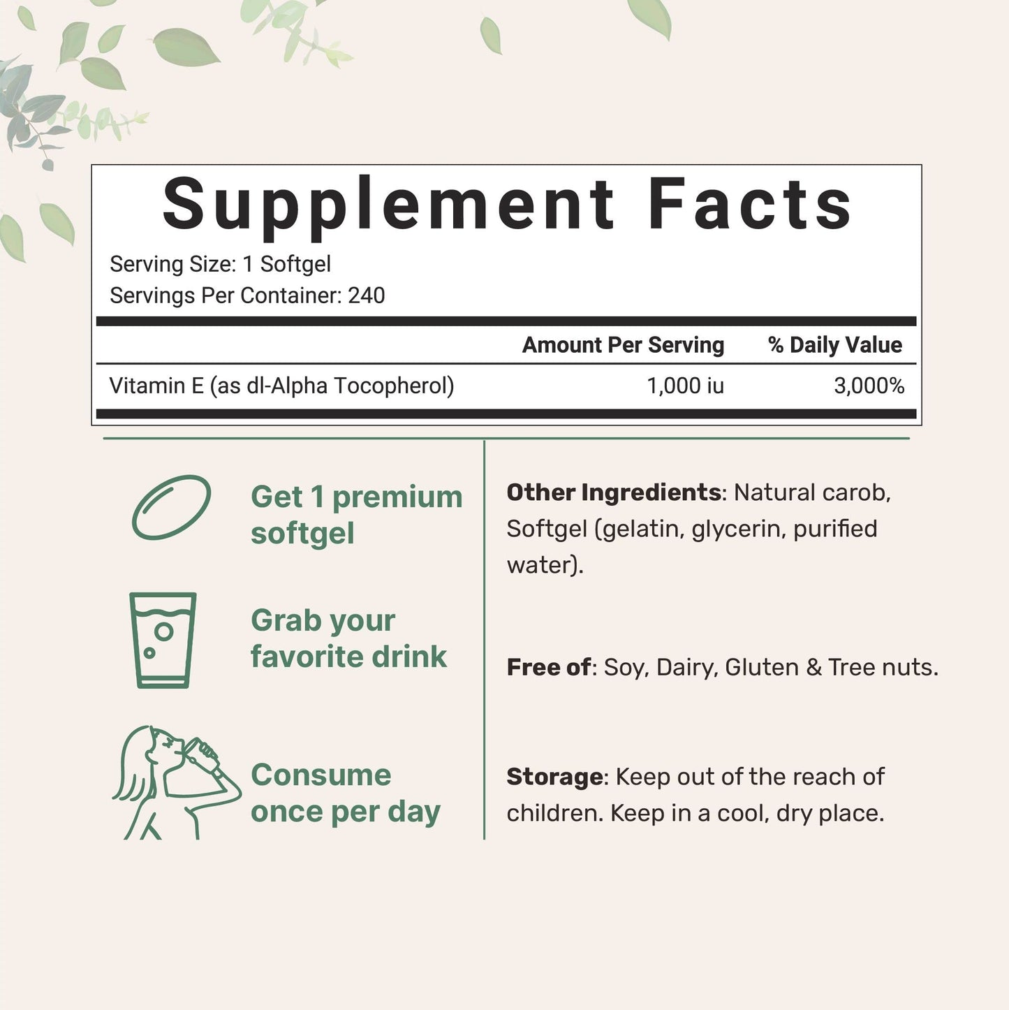 Micro Ingredients Vitamin E 1000 IU, 240 Softgels | Pure Vitamin E Oil Pills Micro IngredientsUS supplements