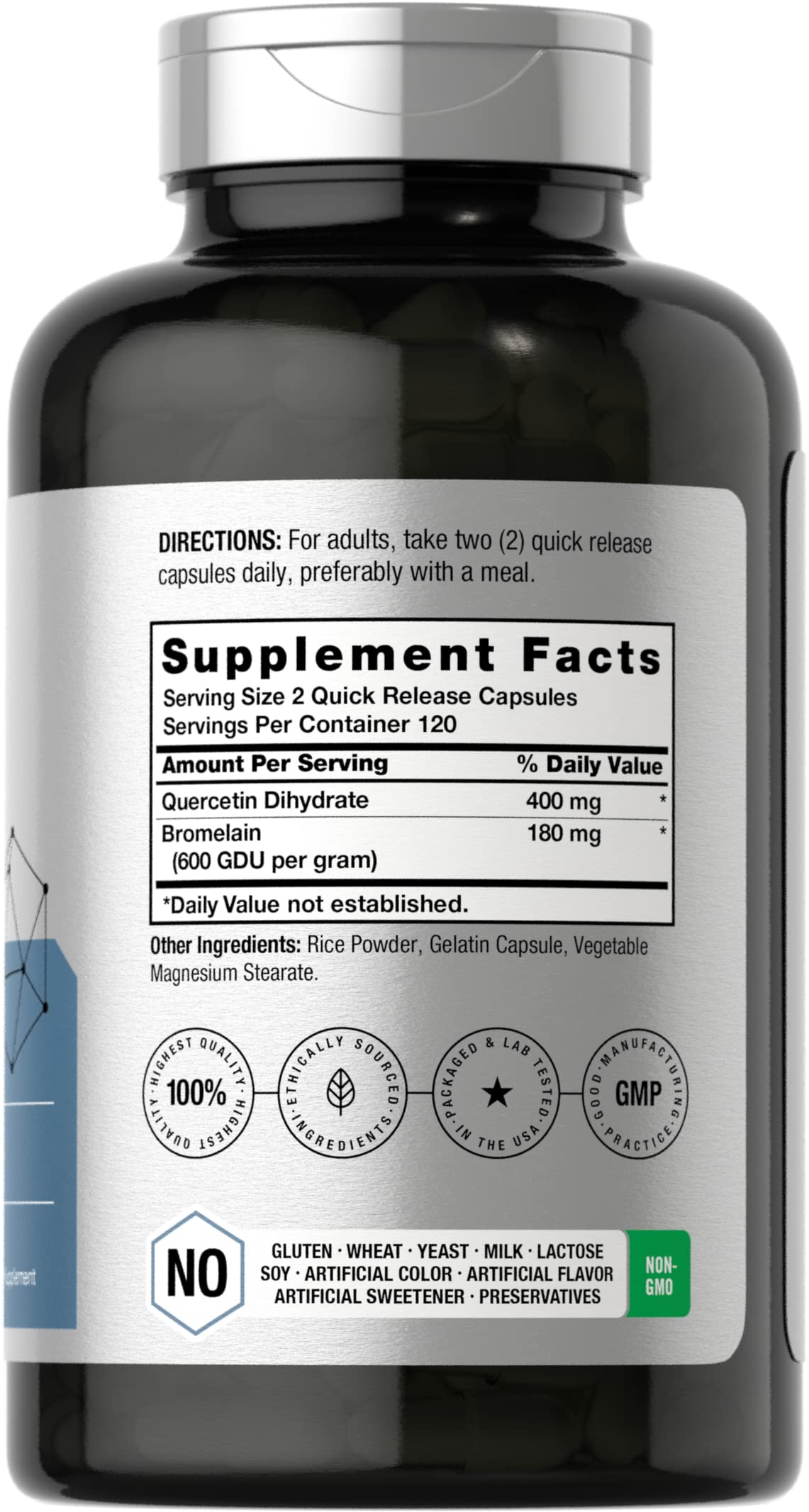 Quercetin with Bromelain Supplement | 240 Capsules | Non-GMO and Gluten Free HorbäachUS supplements