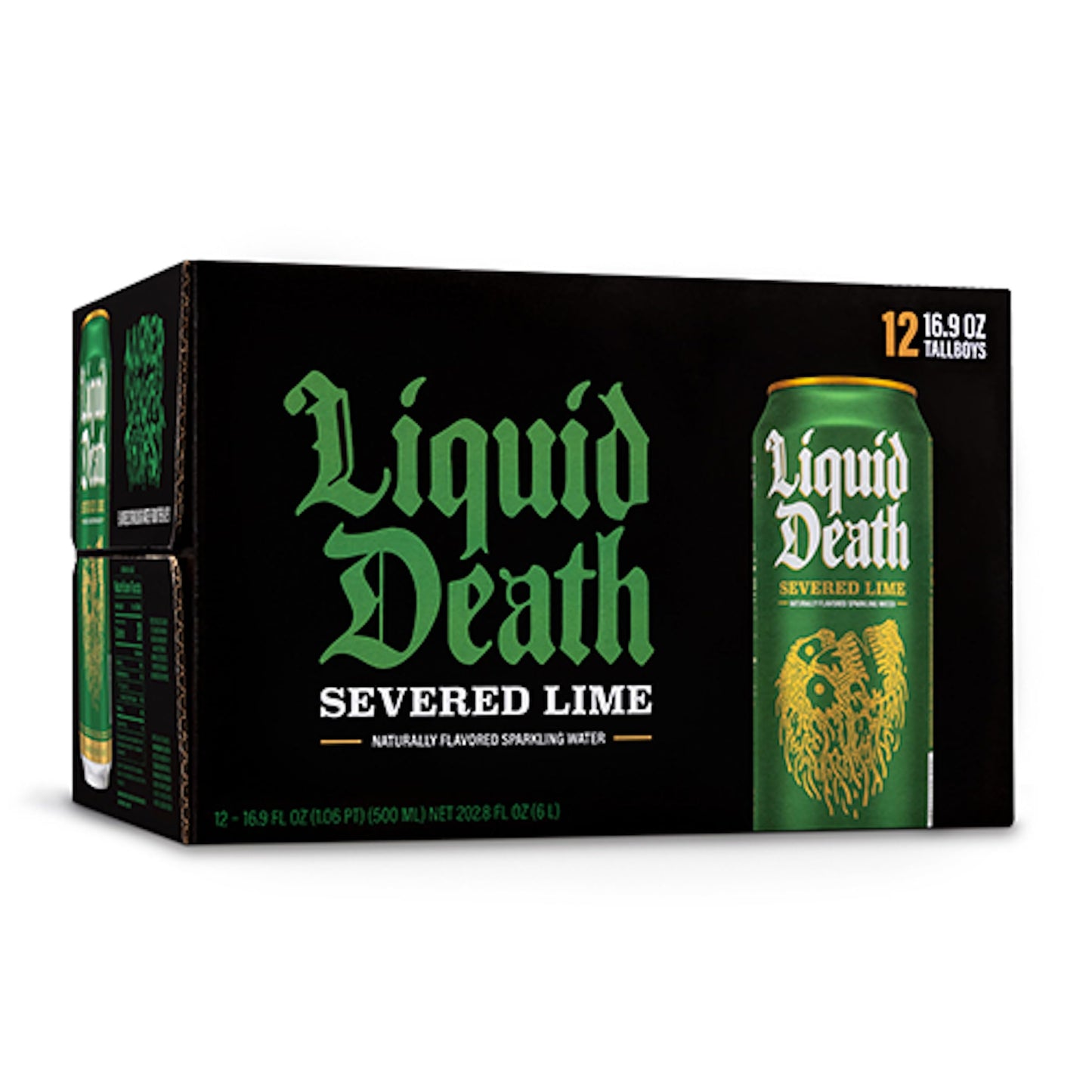 Liquid Death Flavored Sparkling Water with Agave, Severed Lime, 16.9 oz Tallboys (12-Pack) Liquid DeathUS supplements