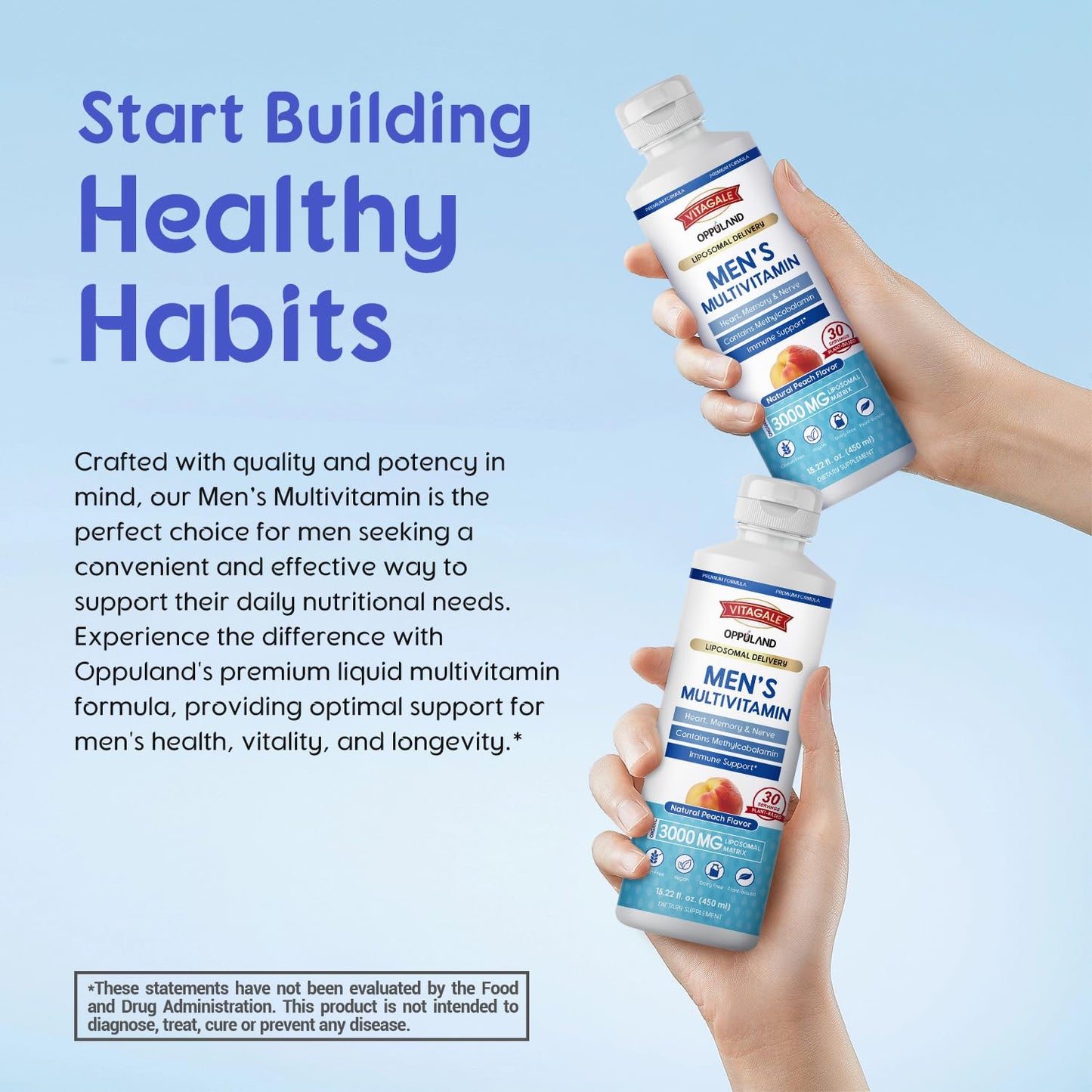 oppuland - Men's Multivitamin - Liquid Supplement - Liposomal Delivery - Daily Multi Vitamin with Biotin B Complex Omega-3 - Hair & Nail Support Vitamin oppulandUS supplements