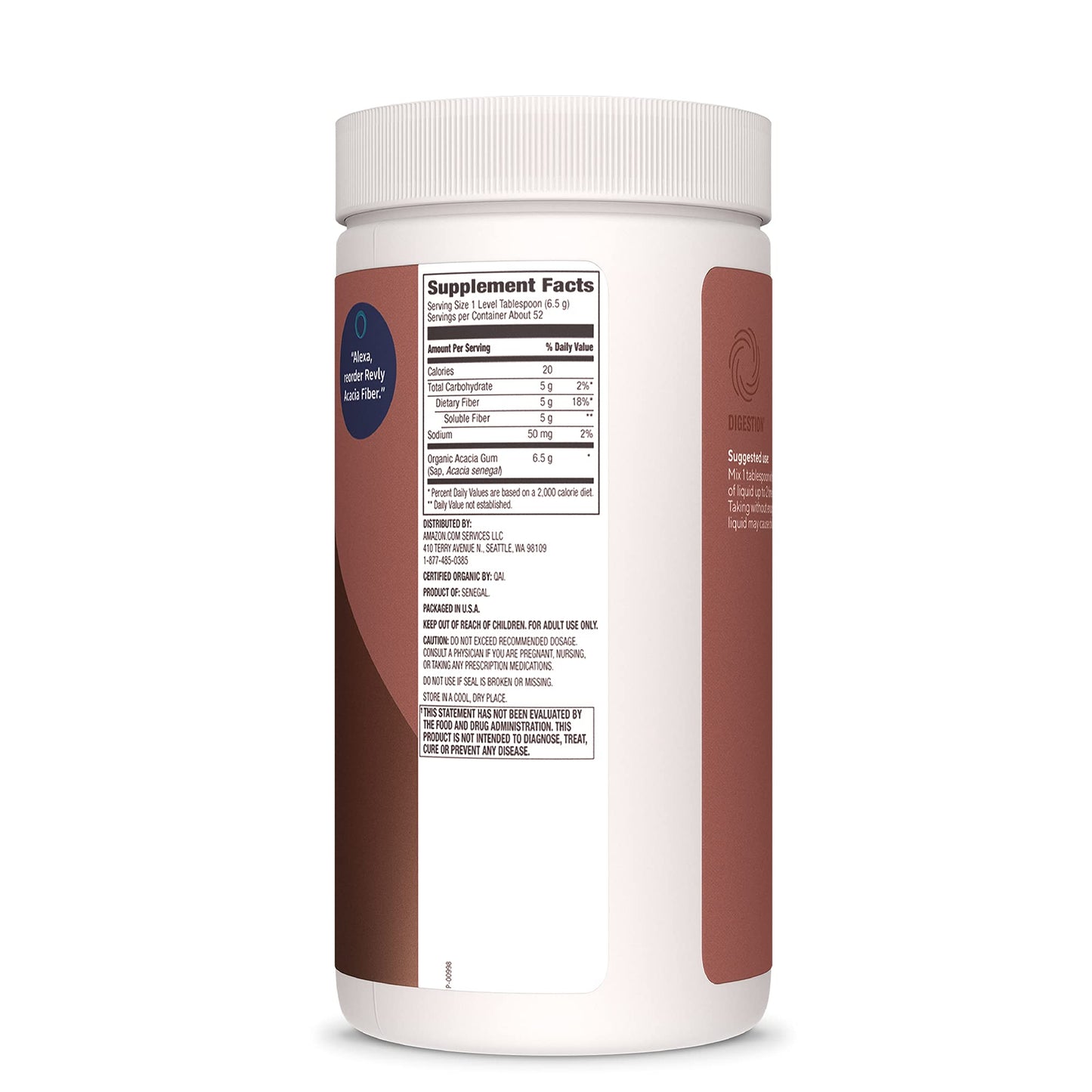 Amazon Brand - Revly Organic Acacia Fiber Powder, Supports Digestive Health RevlyUS supplements