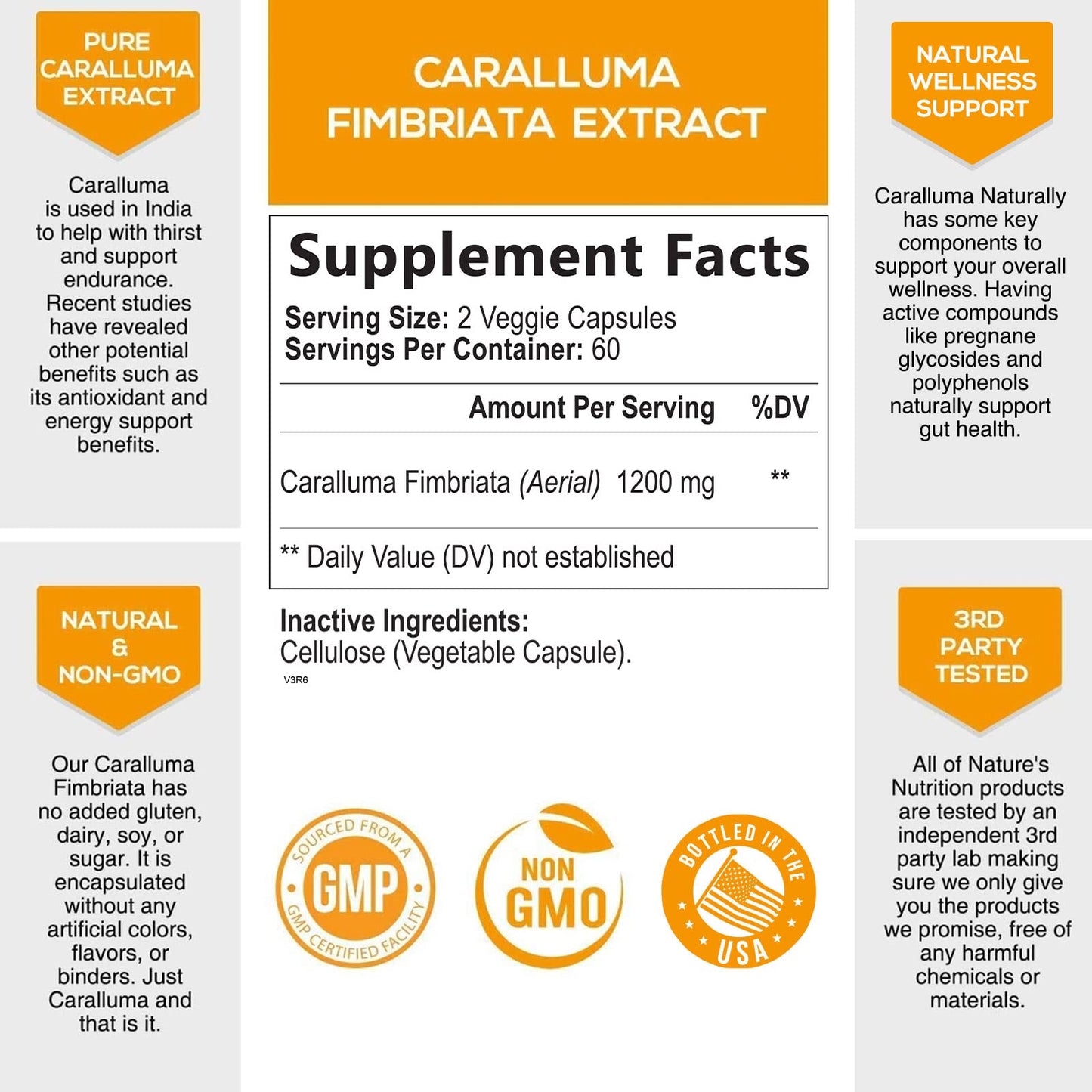 Pure Caralluma Fimbriata Extract Highly Concentrated 1200mg - Natural Endurance Support Nature's NutritionUS supplements