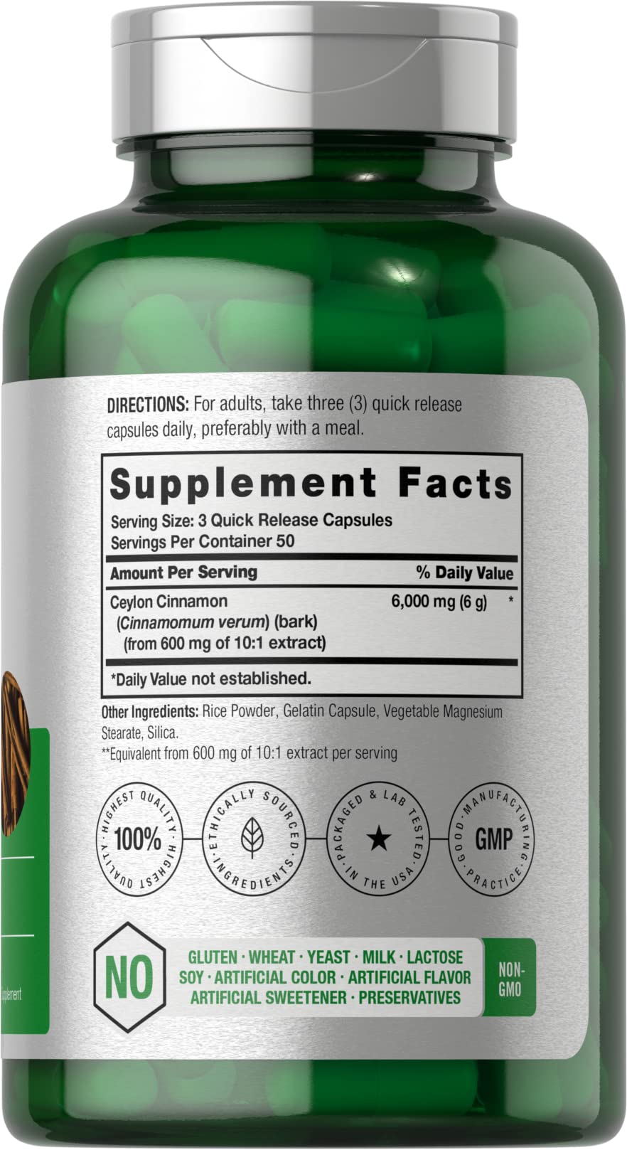 Ceylon Cinnamon Capsules | 6000 mg | 150 Count | Non-GMO & Gluten Free Supplement HorbäachUS supplements
