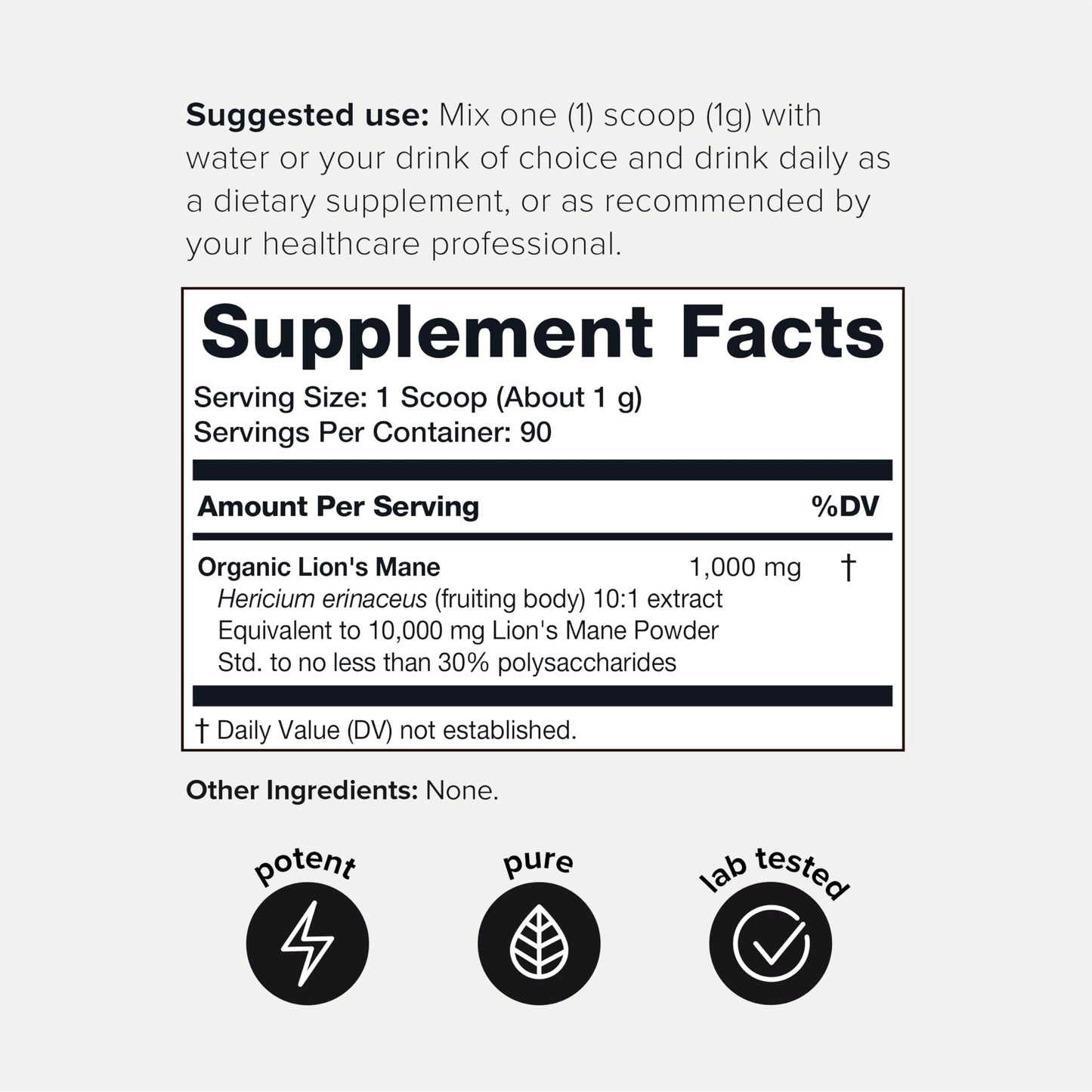 10,000mg 10x Concentrated Ultra High Strength Organic Lions Mane Powder ToniiqUS supplements