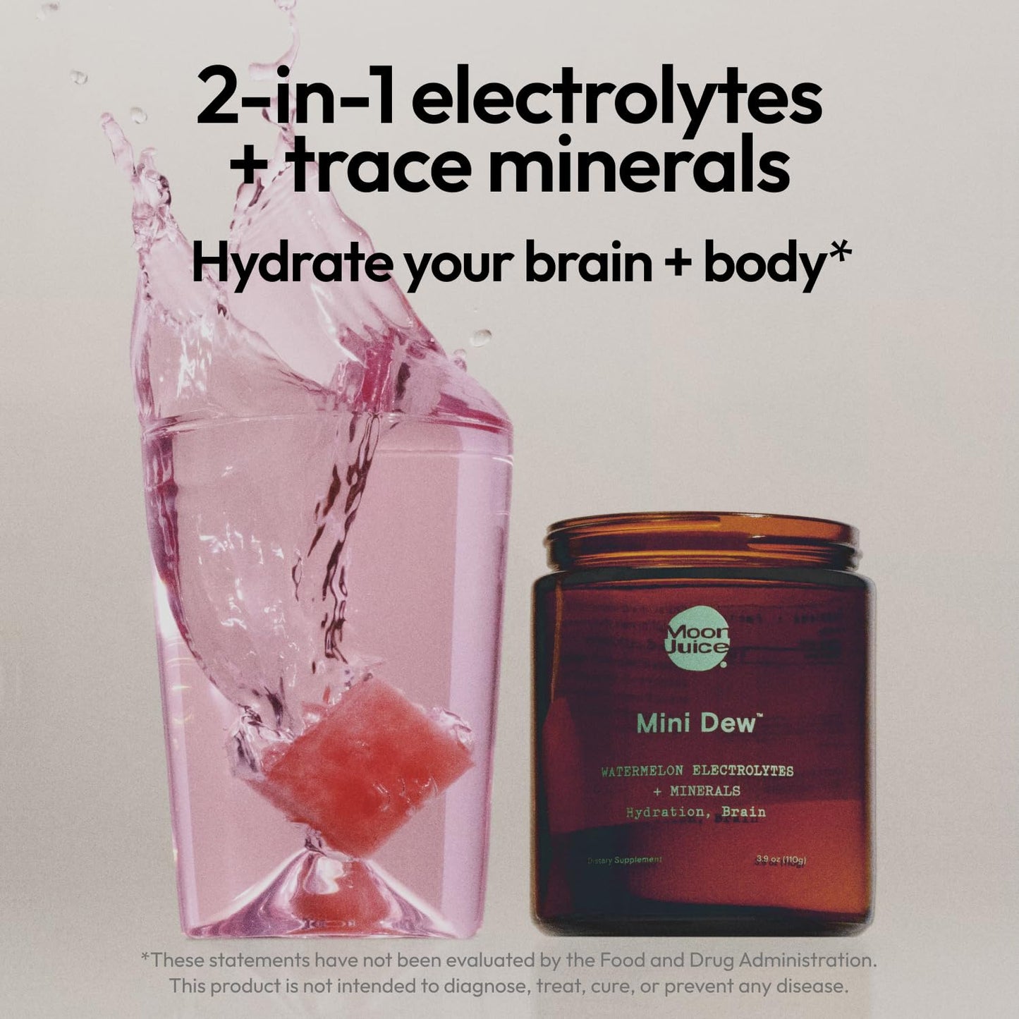 Moon Juice Mini Dew Electrolytes Powder - Sugar Free Minerals & Electrolyte Hydration Powder for Instant Hydration & Brain Support - Magnesium, Calcium, Potassium, Pink Salt, Watermelon, 30 Servings Moon JuiceUS supplements
