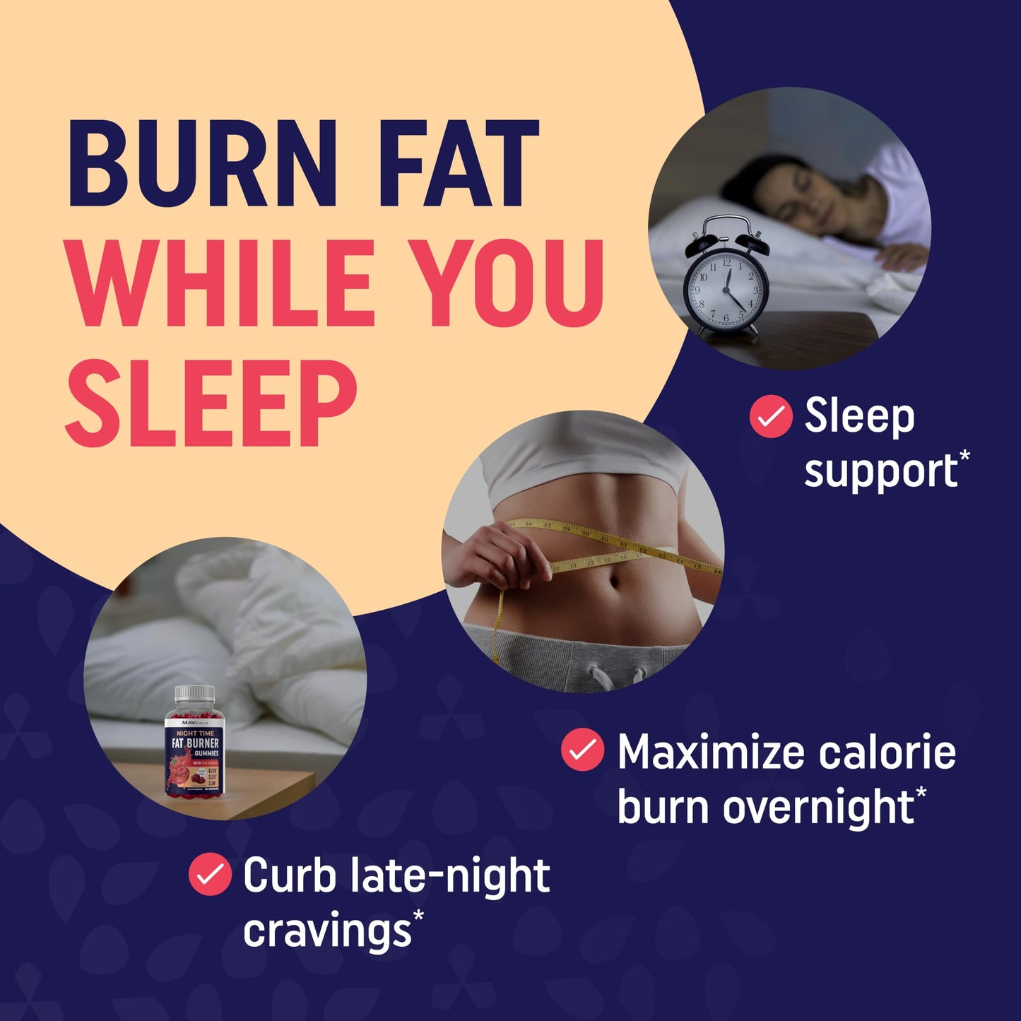 Sugar-Free Night Time Fat Burner Gummies for Sleep & Weight Loss Support | Hunger MAV NUTRITIONUS supplements