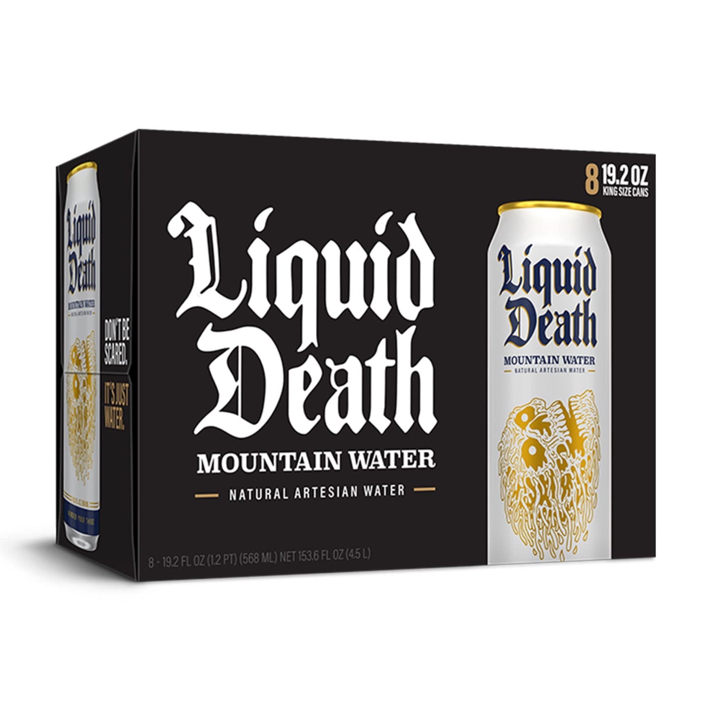Liquid Death Still Mountain Water, 19.2 oz King Size Cans (8-Pack) Liquid DeathUS supplements