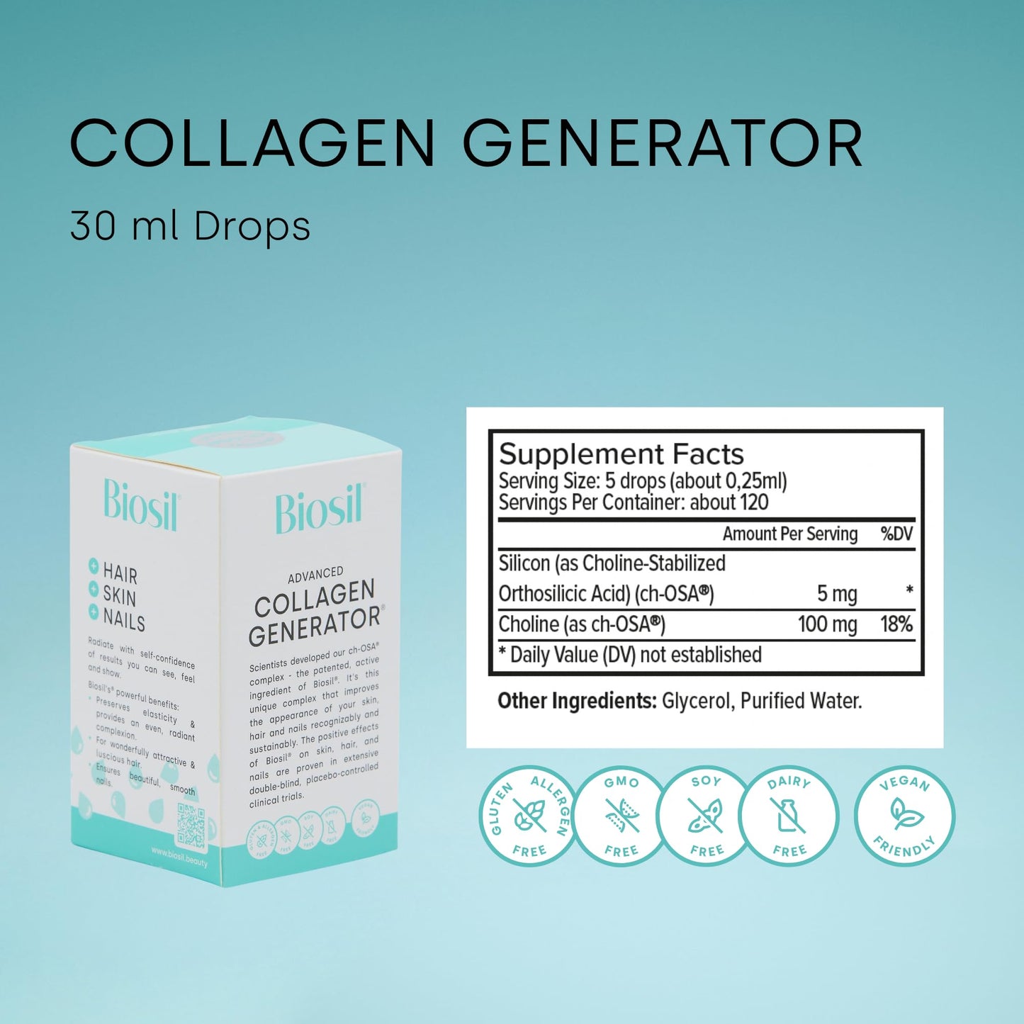 Biosil Collagen Generator - 30 mL Drops - with Patented ch-OSA Complex BioSilUS supplements