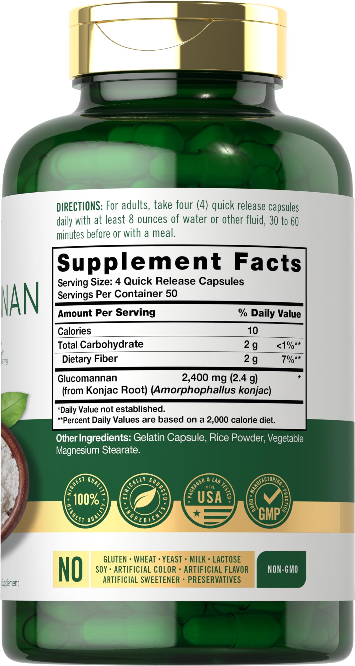 Carlyle Glucomannan Capsules | 200 Count | Soluble Fiber Pills | Non-GMO CarlyleUS supplements