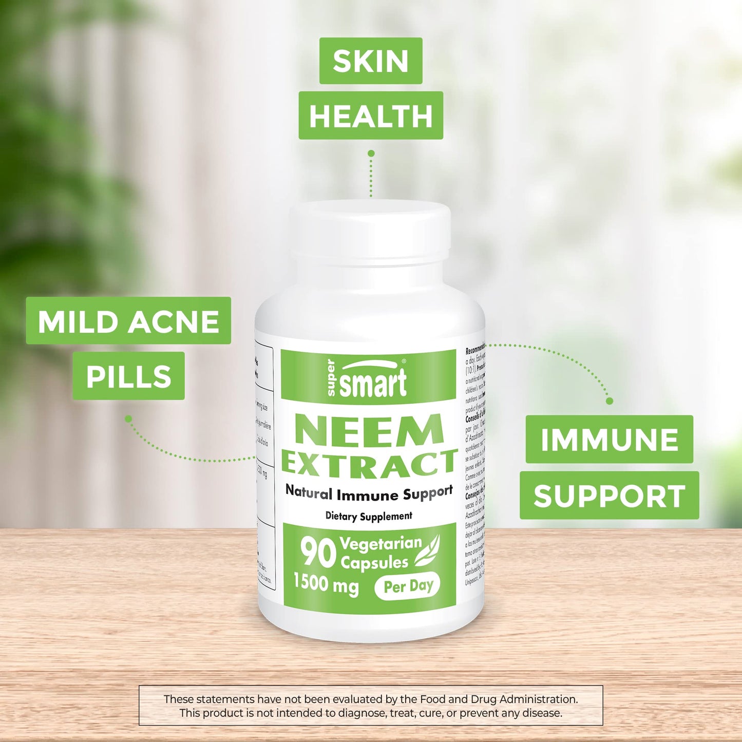 Supersmart - Neem Supplement 1500 mg per Day (Azadirachta Indica Leaf Oil Extract) SupersmartUS supplements