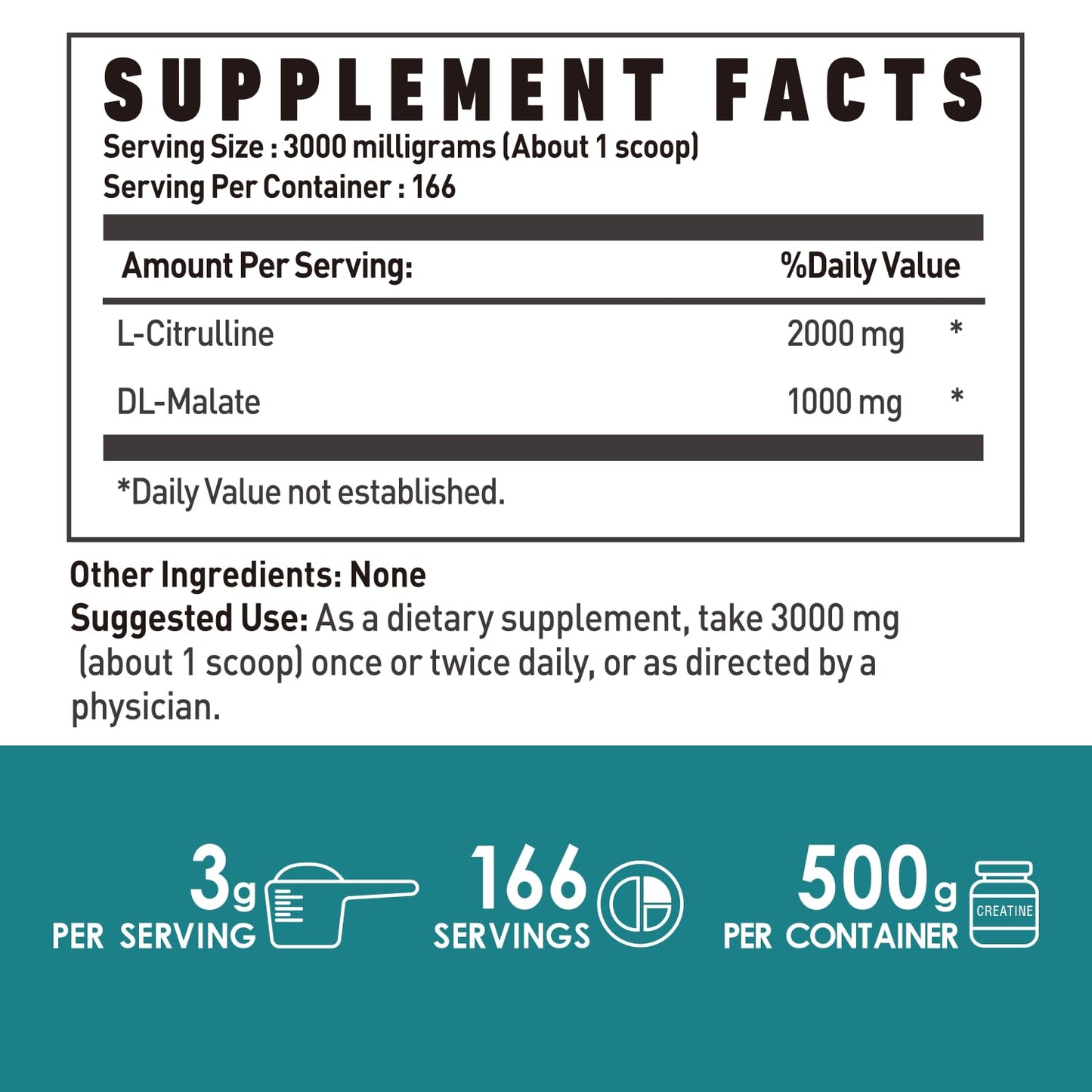 L-Citrulline Dl-Malate 2:1 Powder 500g, Pure L Citrulline Malate Supplement Preworkout NUTRI POTENTIAUS supplements
