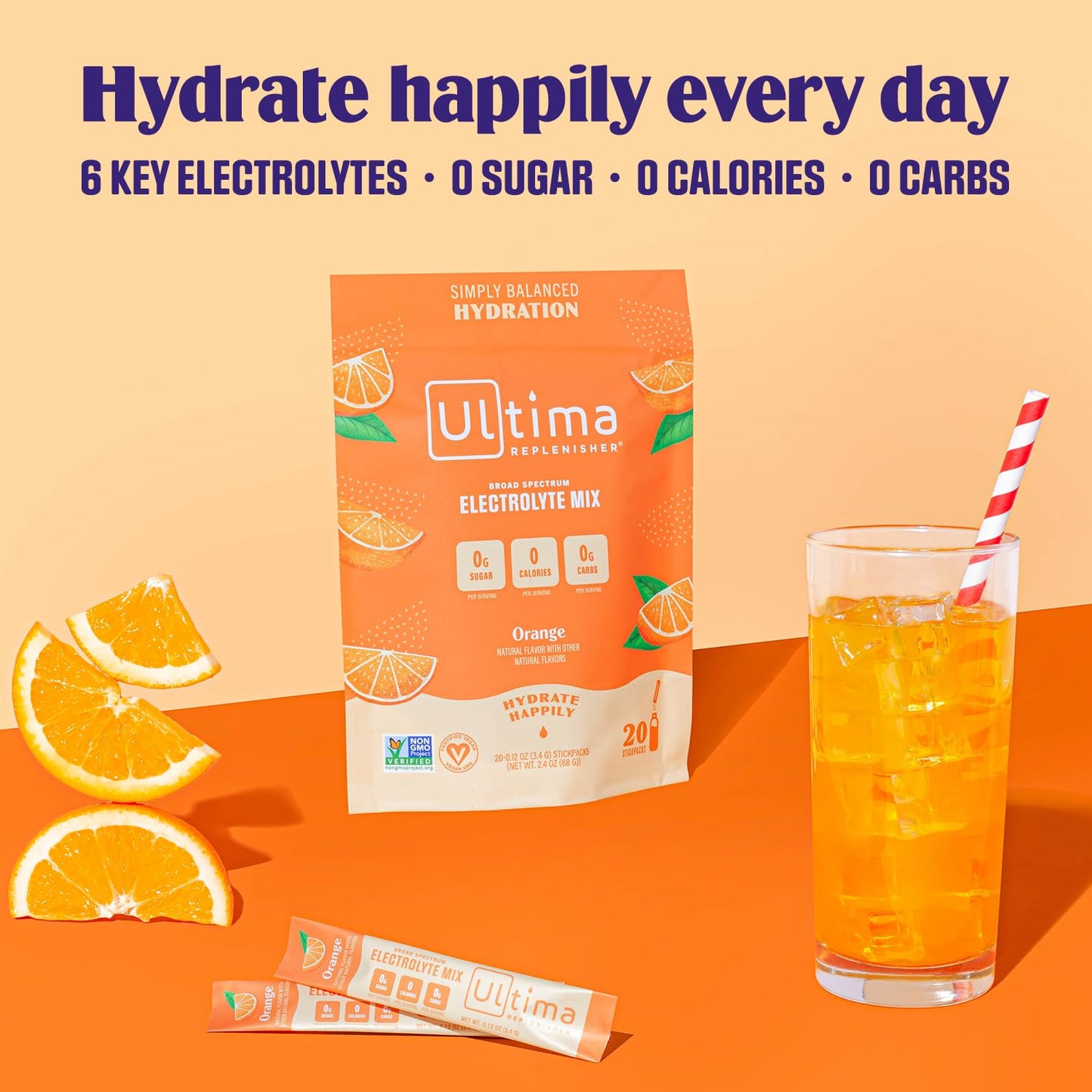 Ultima Replenisher Daily Electrolyte Drink Mix – Orange, 20 Stickpacks – Hydration Ultima ReplenisherUS supplements