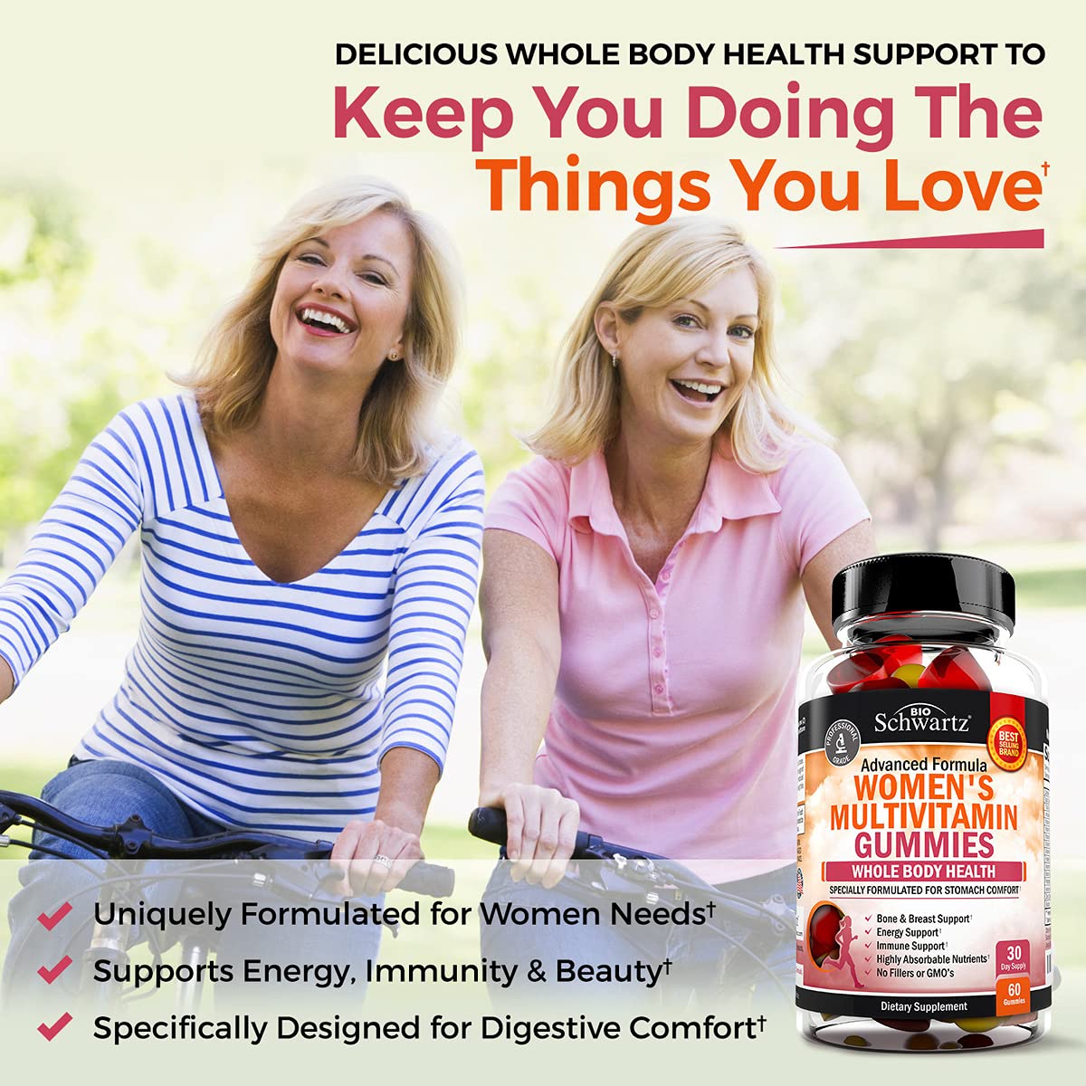 Women's Multivitamin Gummies with A C B6 B12 D & E Vitamins for Immune Support BioSchwartzUS supplements