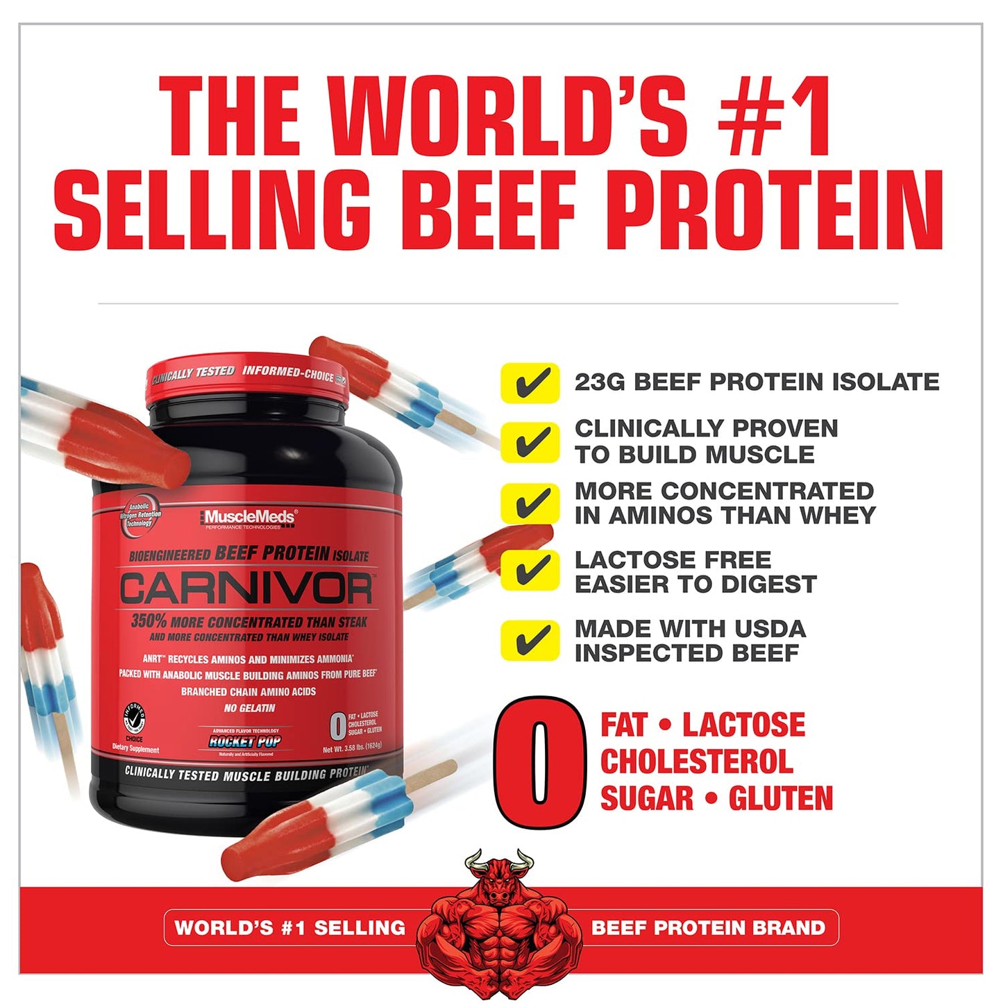 MuscleMeds CARNIVOR Beef Protein Isolate Powder, Muscle Building, Recovery, Lactose MuscleMedsUS supplements