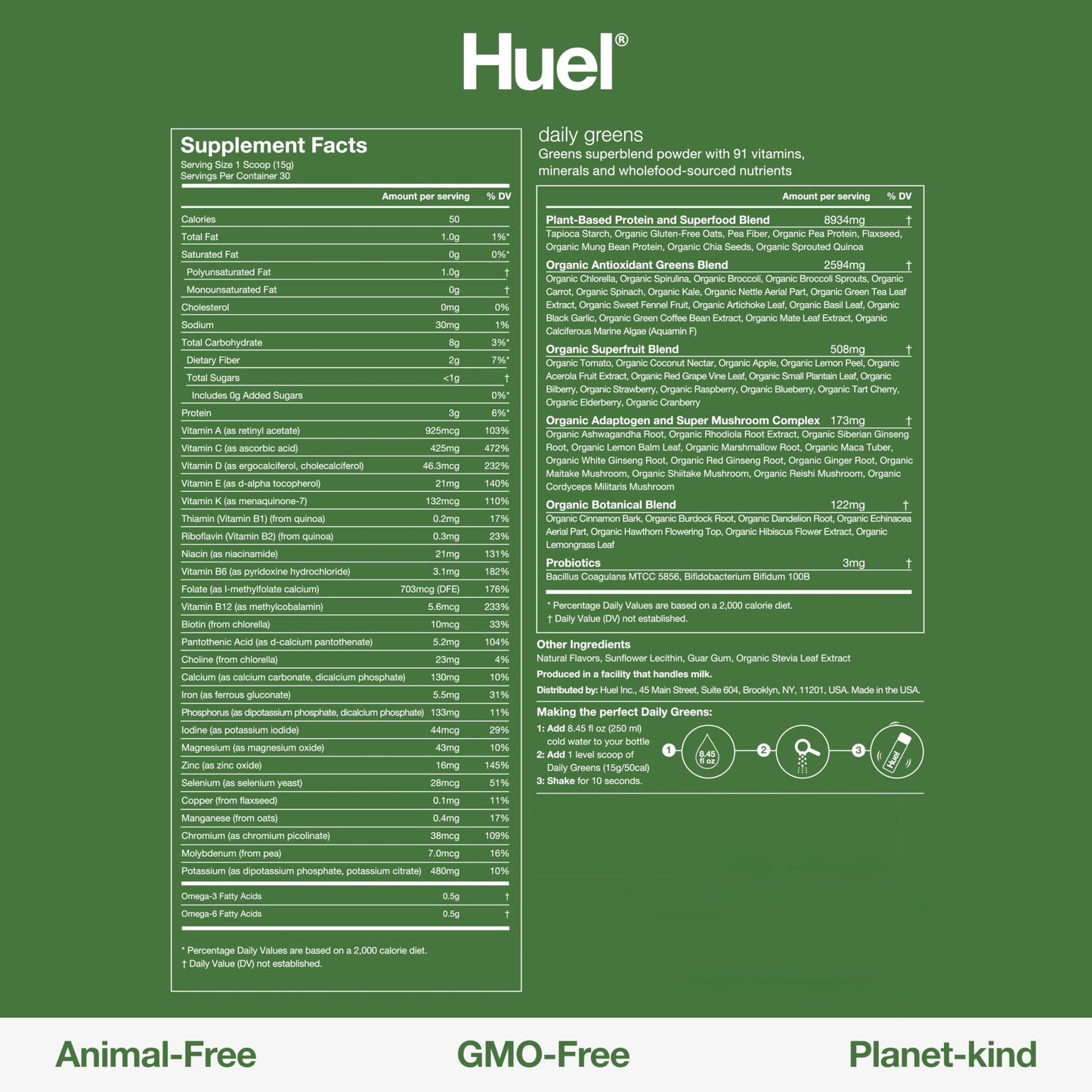 Huel Daily Greens | Superfood Greens Powder | 91 Vitamins, Minerals, and Wholefood HuelUS supplements