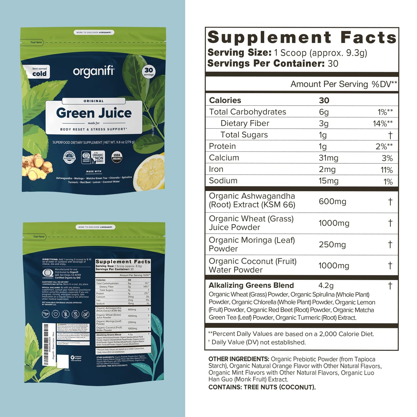 Organifi Green Juice - Powder Supplement with Organic Spirulina, Ashwagandha OrganifiUS supplements