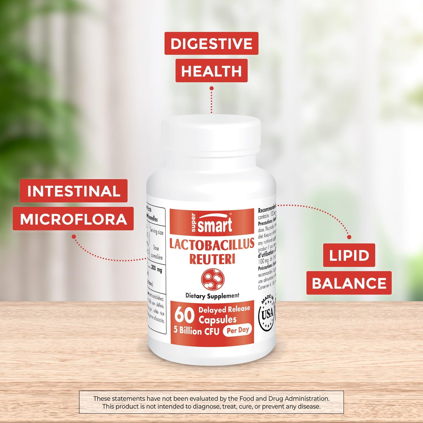 Supersmart - Lactobacillus Reuteri 5 Billion CFU per Day (Probiotic Supplement) SupersmartUS supplements