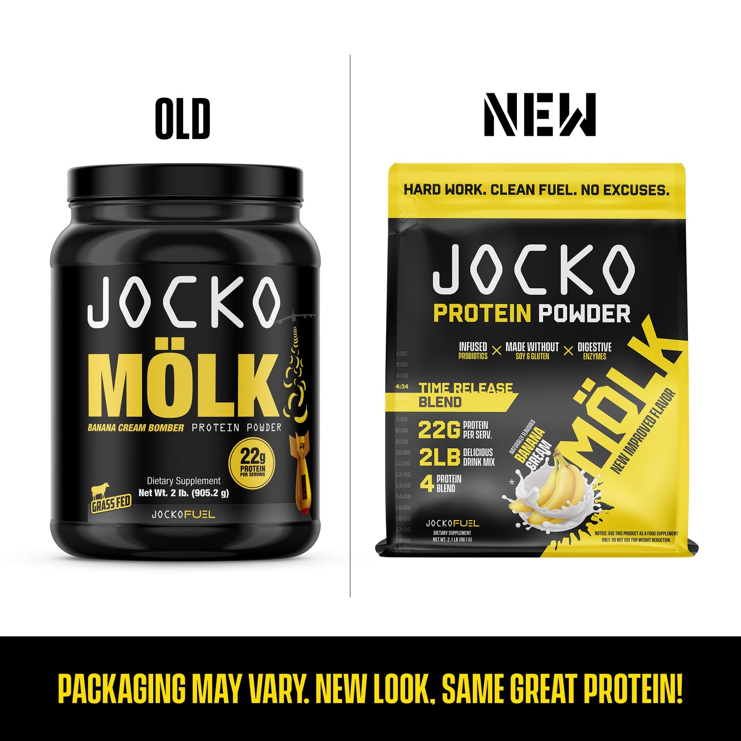 Jocko Mölk Whey Protein Powder (Banana Cream) - Keto, Probiotics, Grass Fed, Digestive Jocko FuelUS supplements
