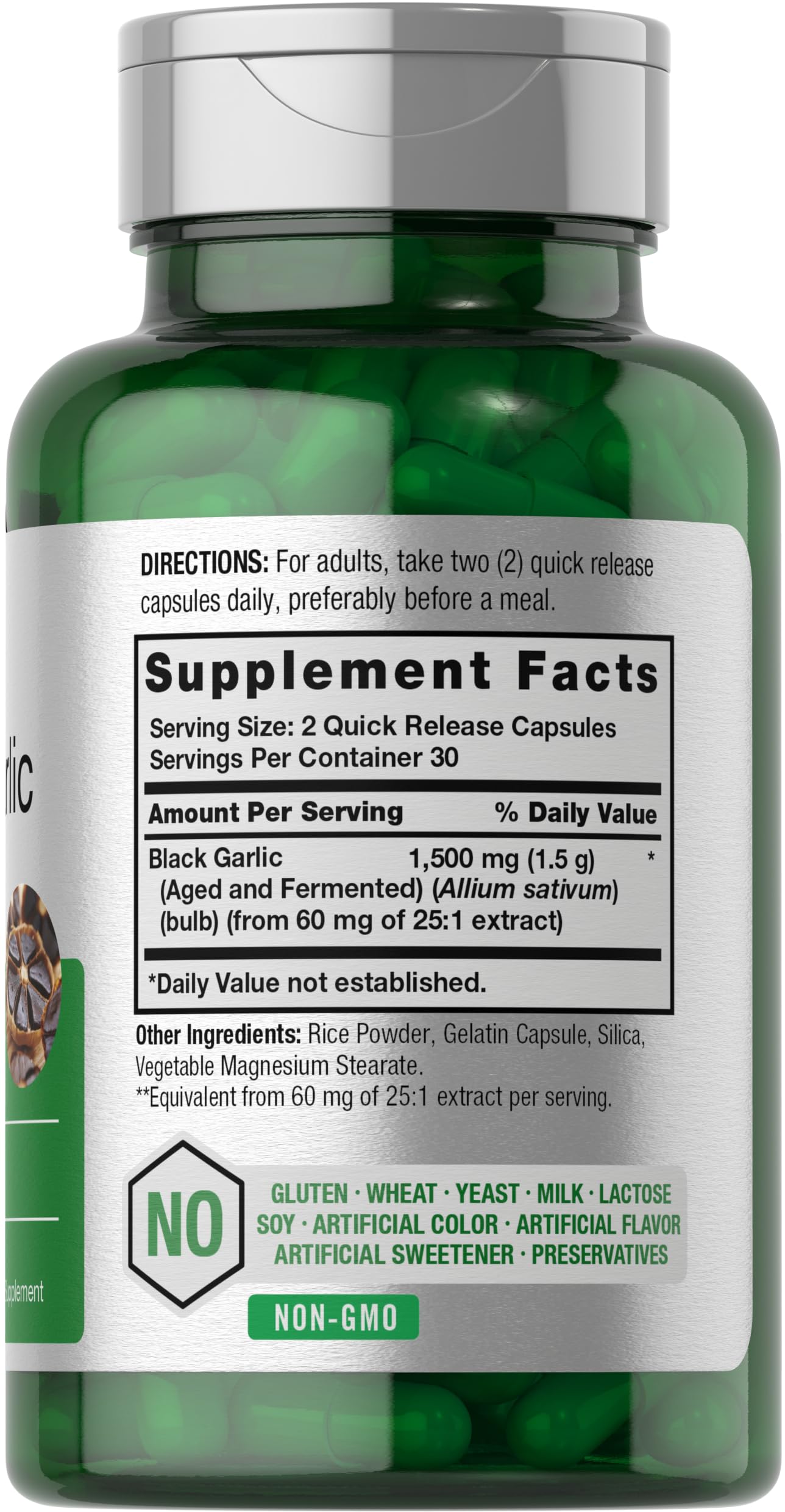 Aged Black Garlic Capsules 1500mg | 60 Count | Fermented Extract Supplement HorbäachUS supplements
