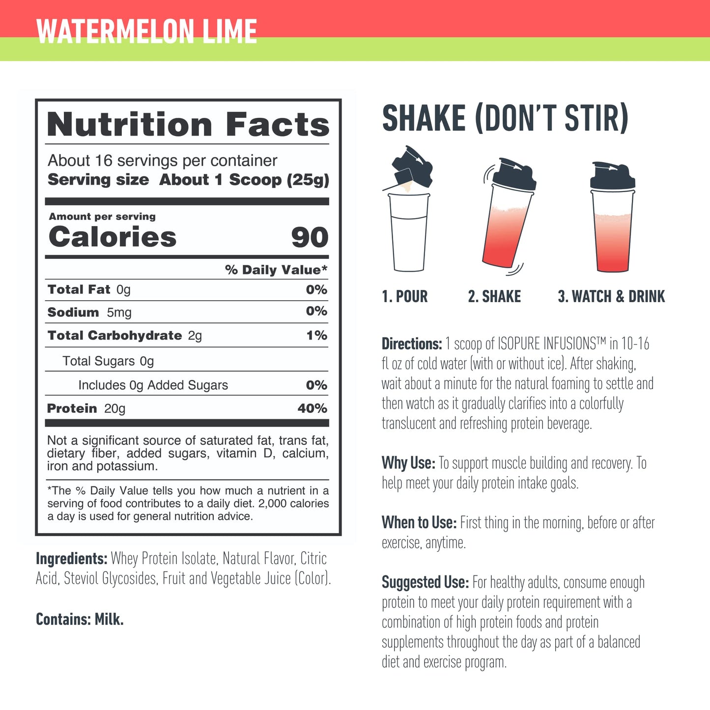 Isopure Protein Powder, Clear Whey Isolate Protein, Post Workout Recovery Drink Mix IsopureUS supplements