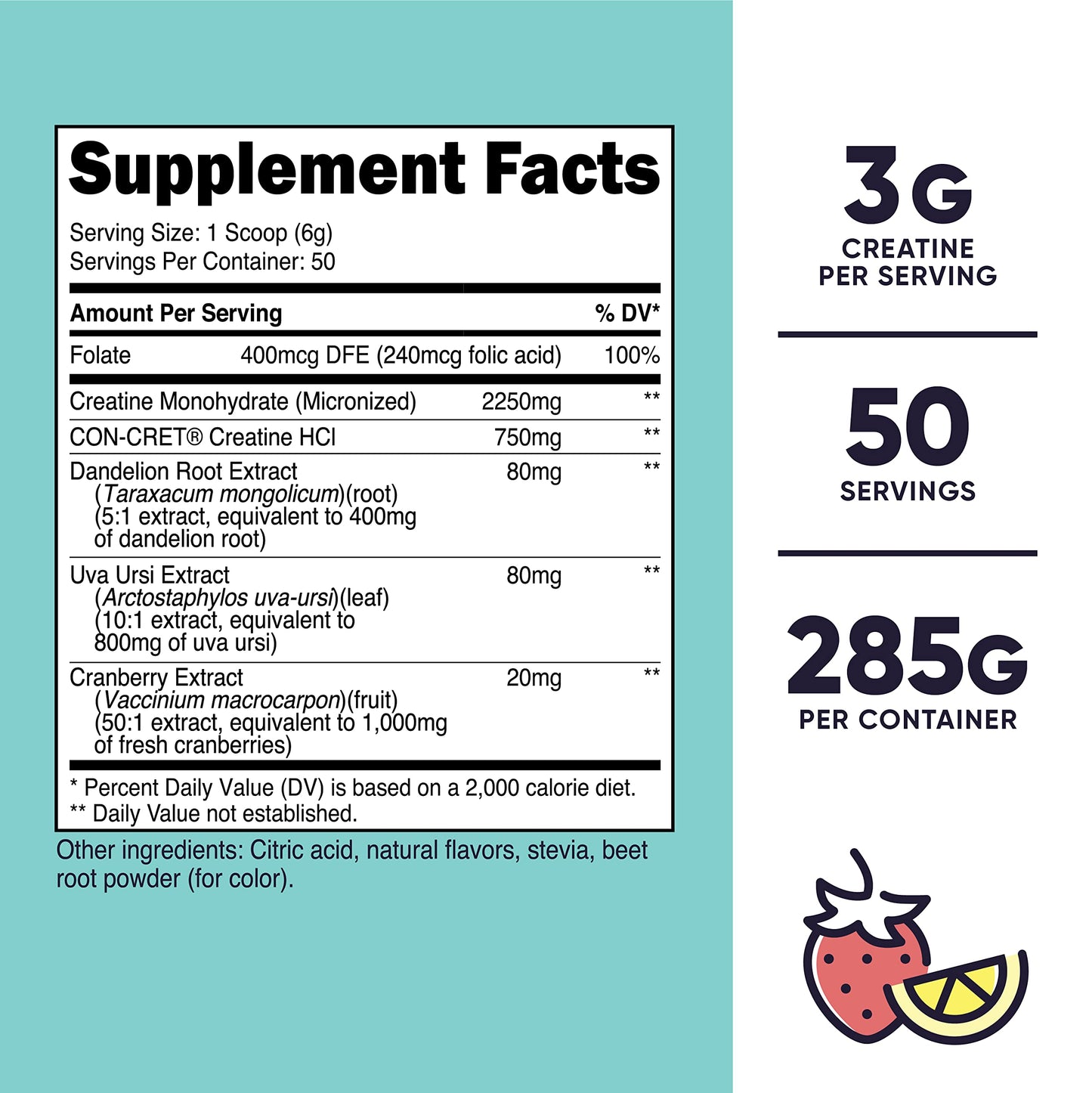 Nutricost Creatine Monohydrate Powder for Women, Micronized, Strawberry Lemonade NutricostUS supplements